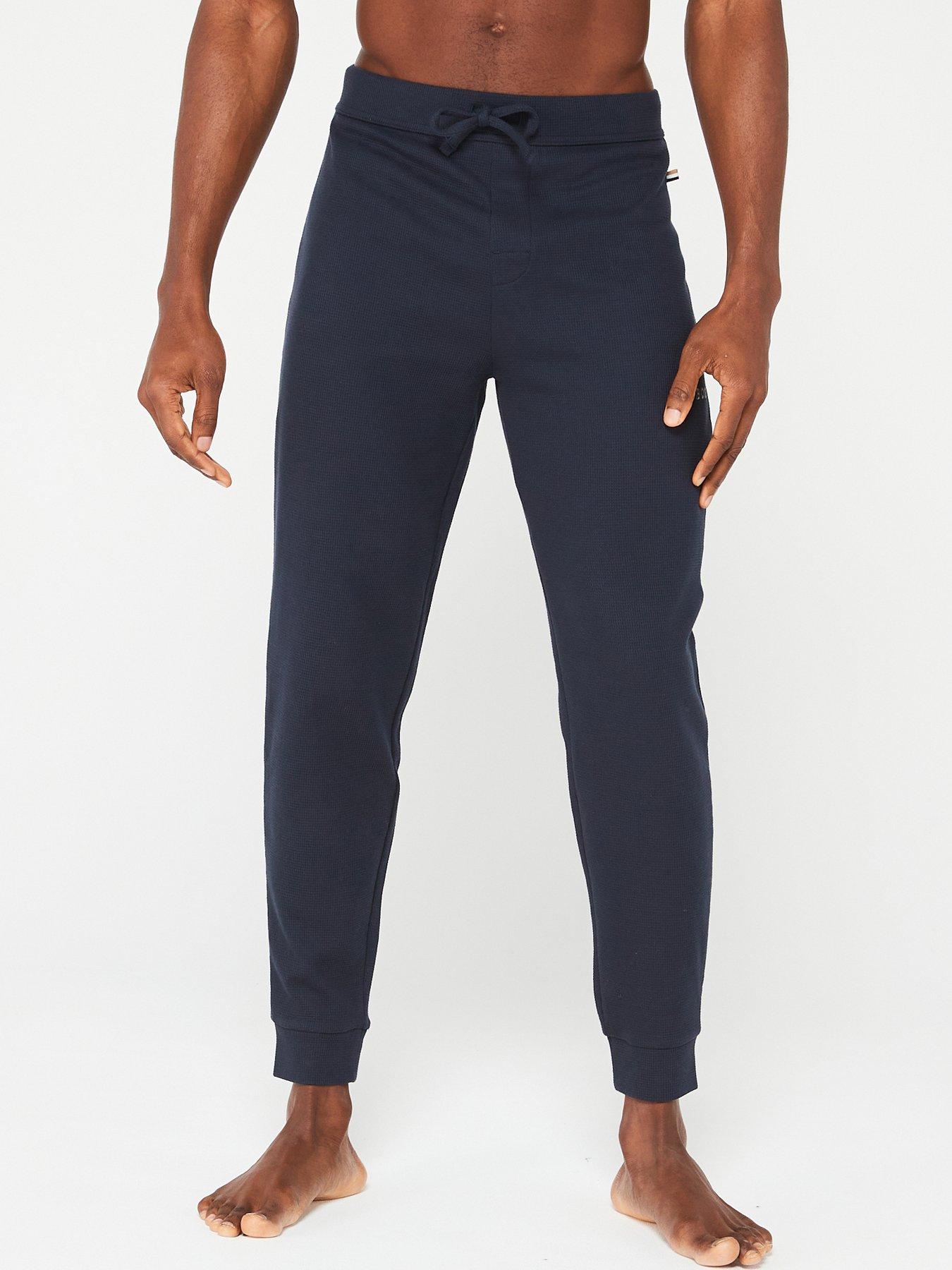 BOSS Bodywear Waffle Cuffed Lounge Pants - Dark Blue | Very.co.uk