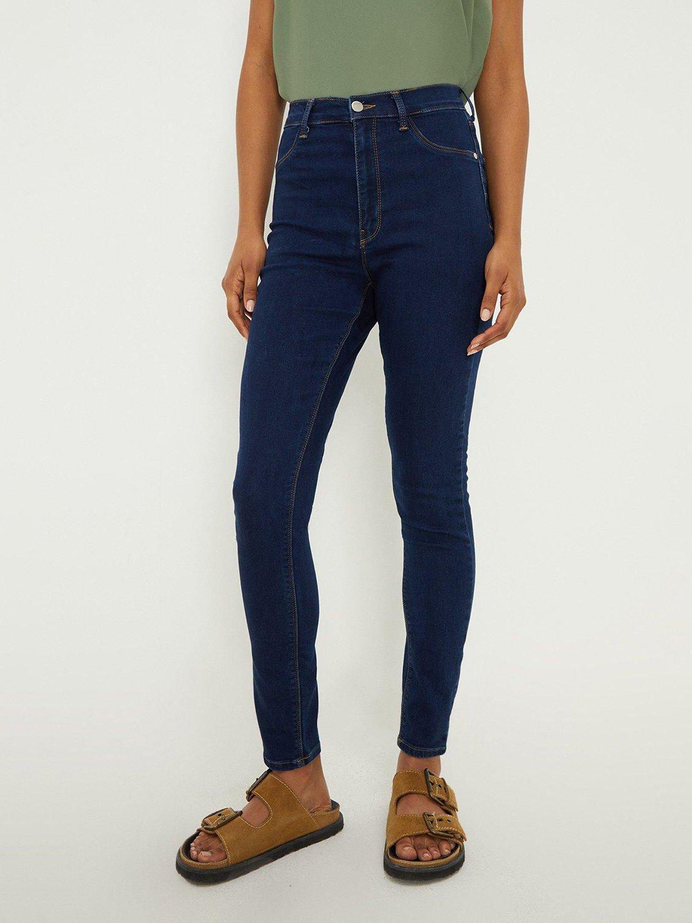 New Look Curves Blue Rinse Wash Lift & Shape High Waist Yazmin Skinny Jeans  | Very.co.uk