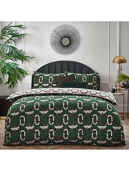 Product photograph of Furn Avalon Duvet Cover And Pillowcase Set - Green from very.co.uk