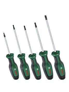 Product photograph of Bosch 5 Pcs Screwdriver Set Torx from very.co.uk