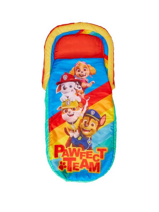 front image of paw-patrol-my-first-readybed-2-in-1-toddler-sleeping-bag-and-inflatable-air-bed-in-a-bag-with-a-pump