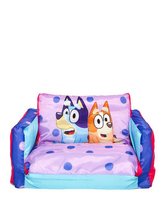front image of bluey-flip-out-mini-sofa-2-in-1-kids-inflatable-sofa-and-lounger