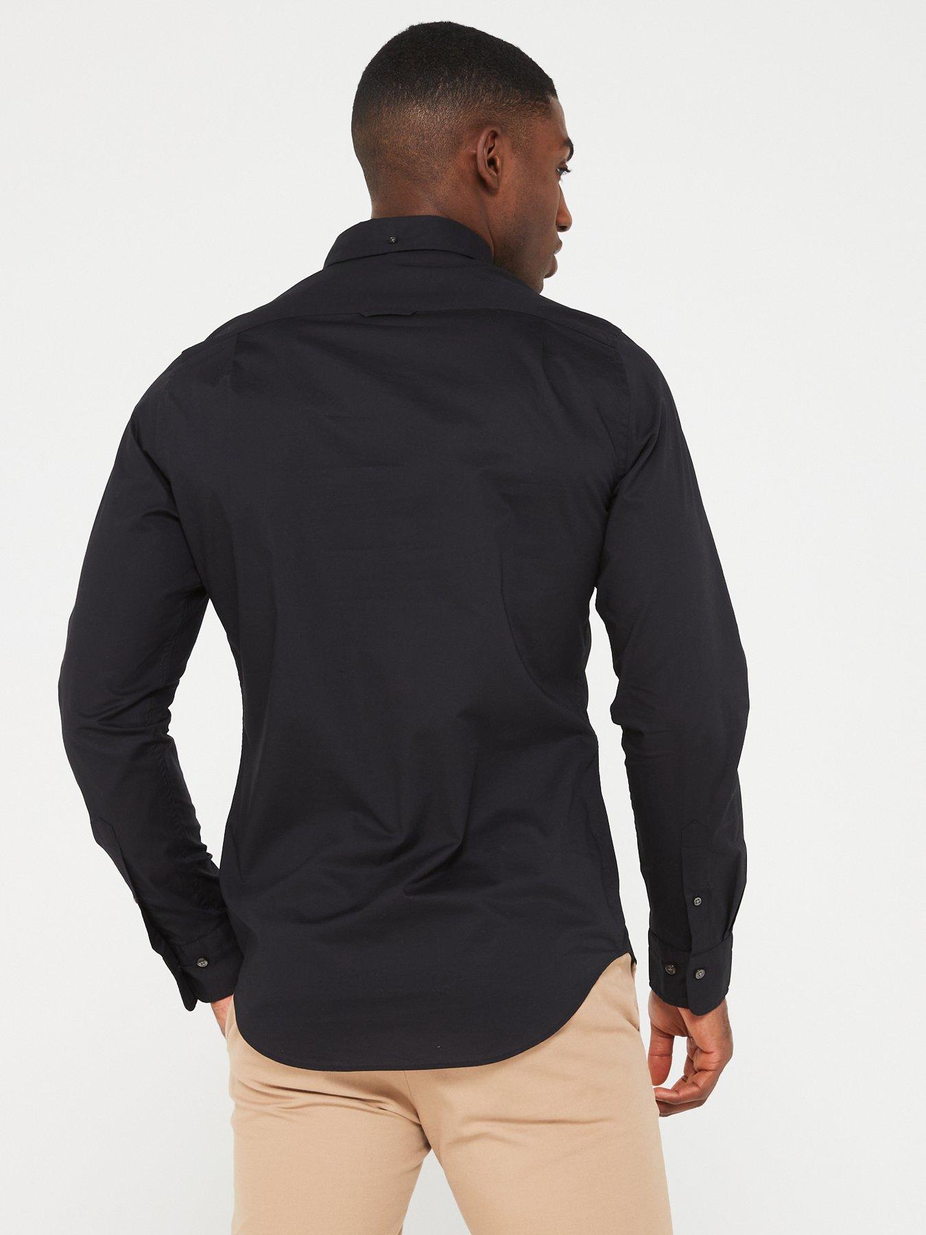 GANT Slim Fit Poplin Long Sleeve Shirt-Black | Very.co.uk 