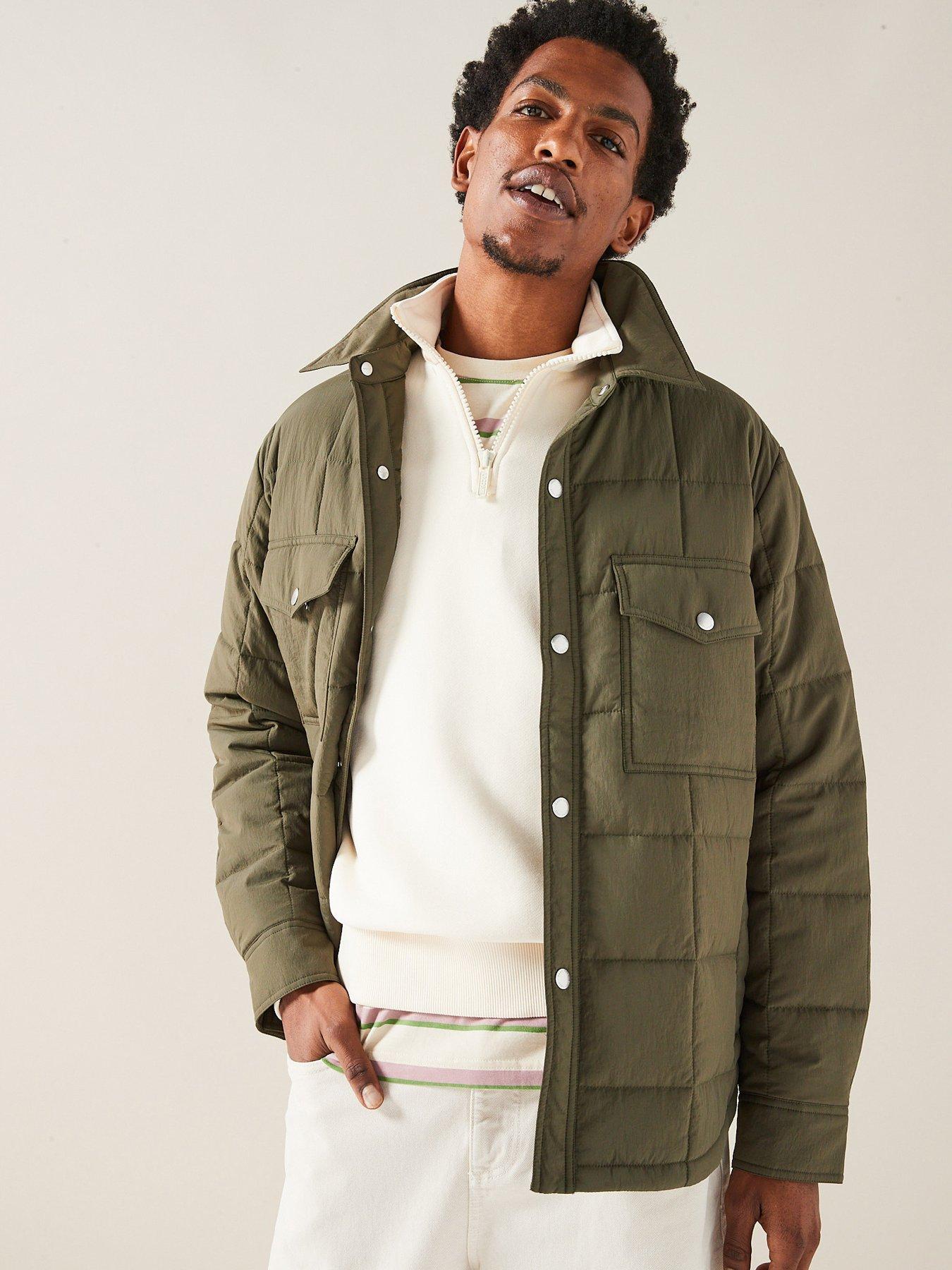 GANT Quilted Shirt Jacket - Green | Very.co.uk