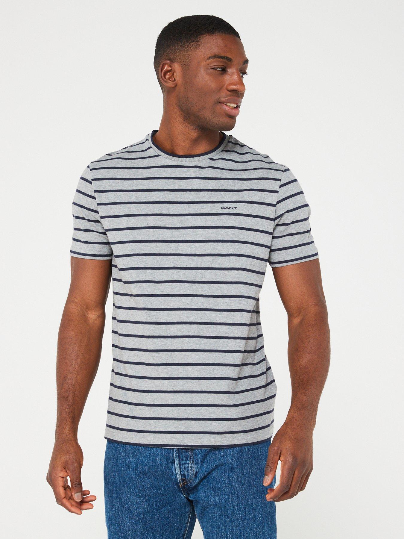 GANT Striped Short Sleeve T Shirt Grey Navy very