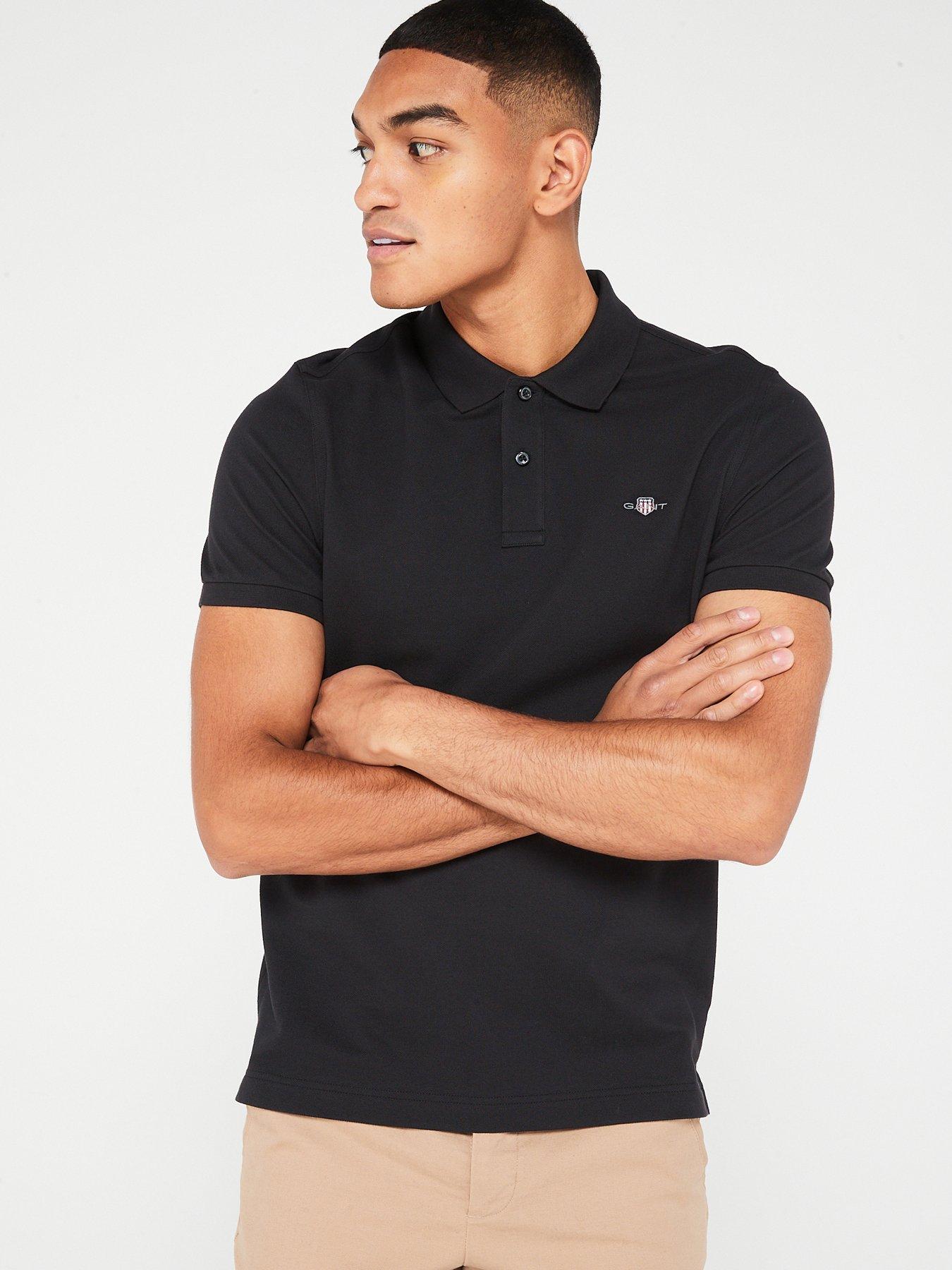 GANT Shield Short Sleeve Pique Polo Top - Black