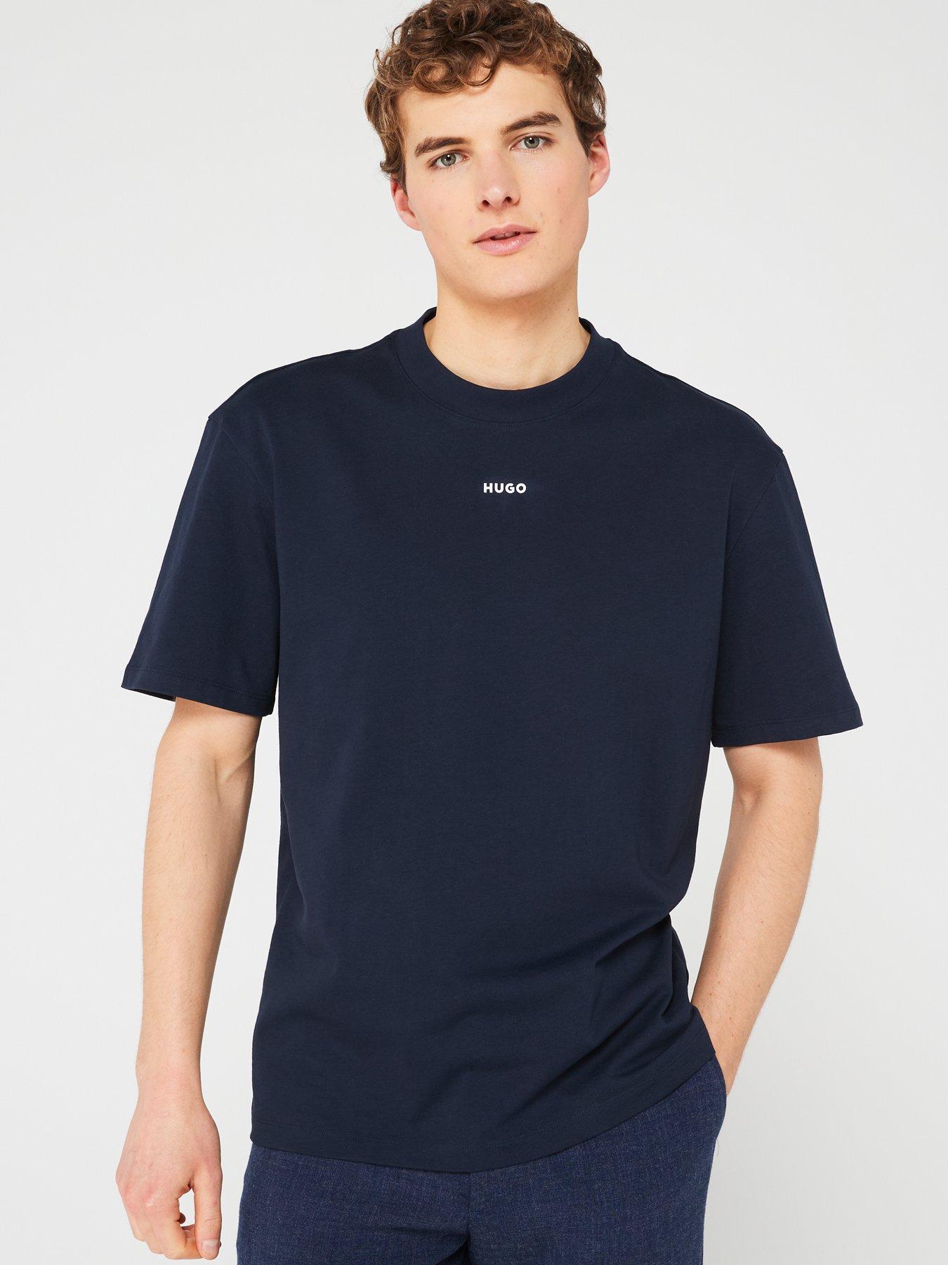 HUGO Dapolino Relaxed Fit T-Shirt - Dark Blue | Very.co.uk