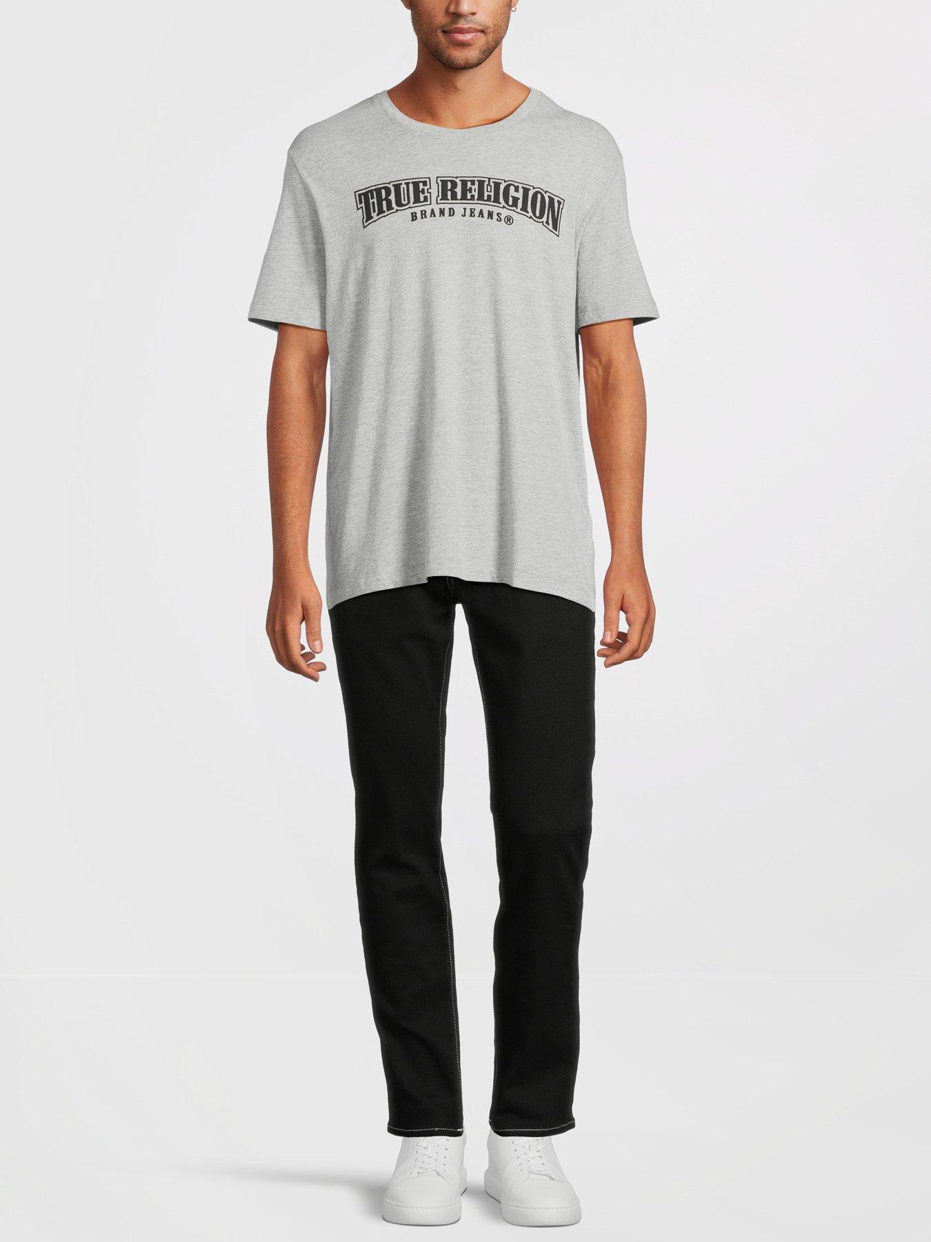 TRUE RELIGION Relaxed Nu Brush T-Shirt - Grey | Very.co.uk