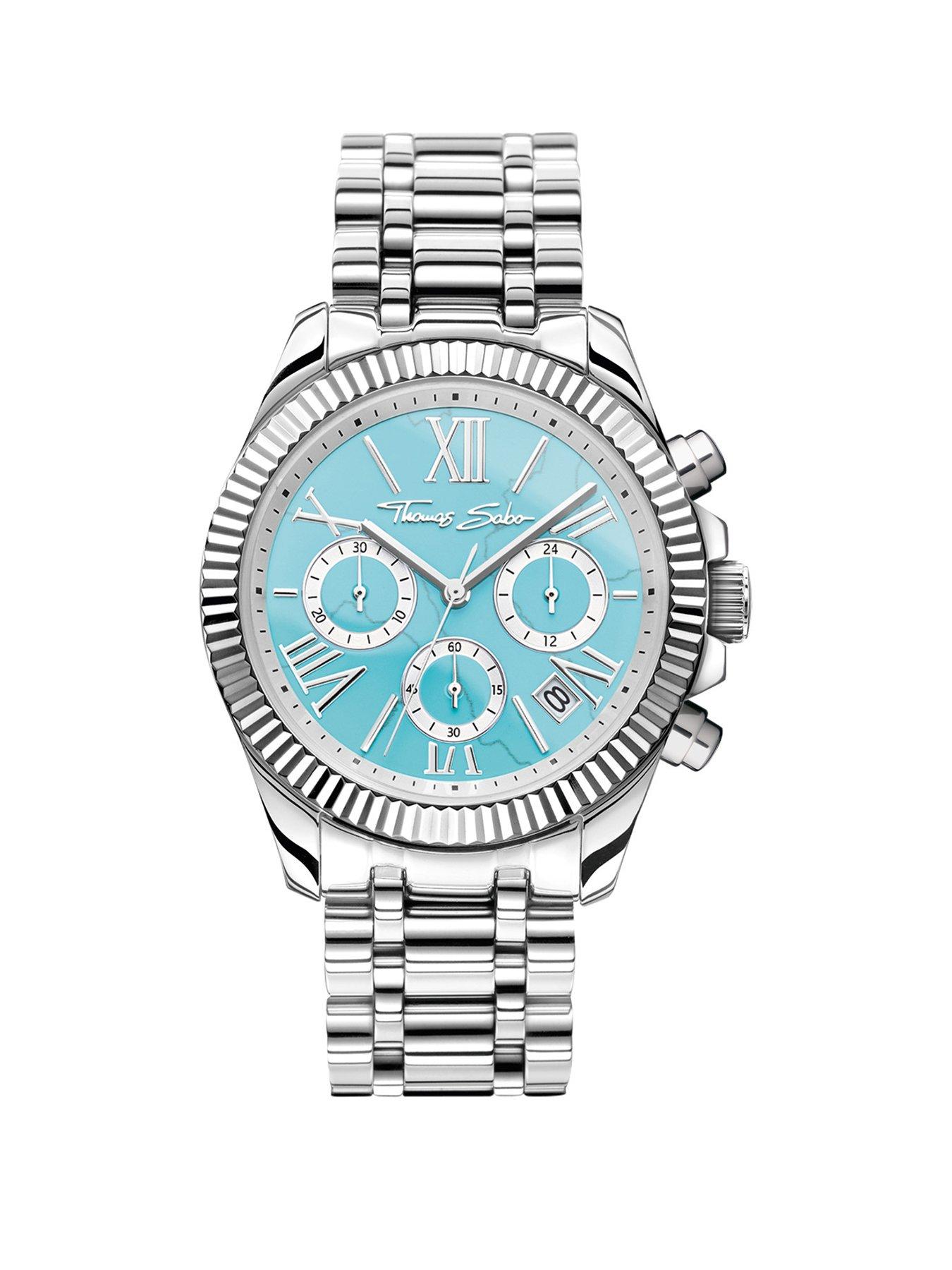 Product photograph of Thomas Sabo Ladies Turquoise Dial Watch from very.co.uk