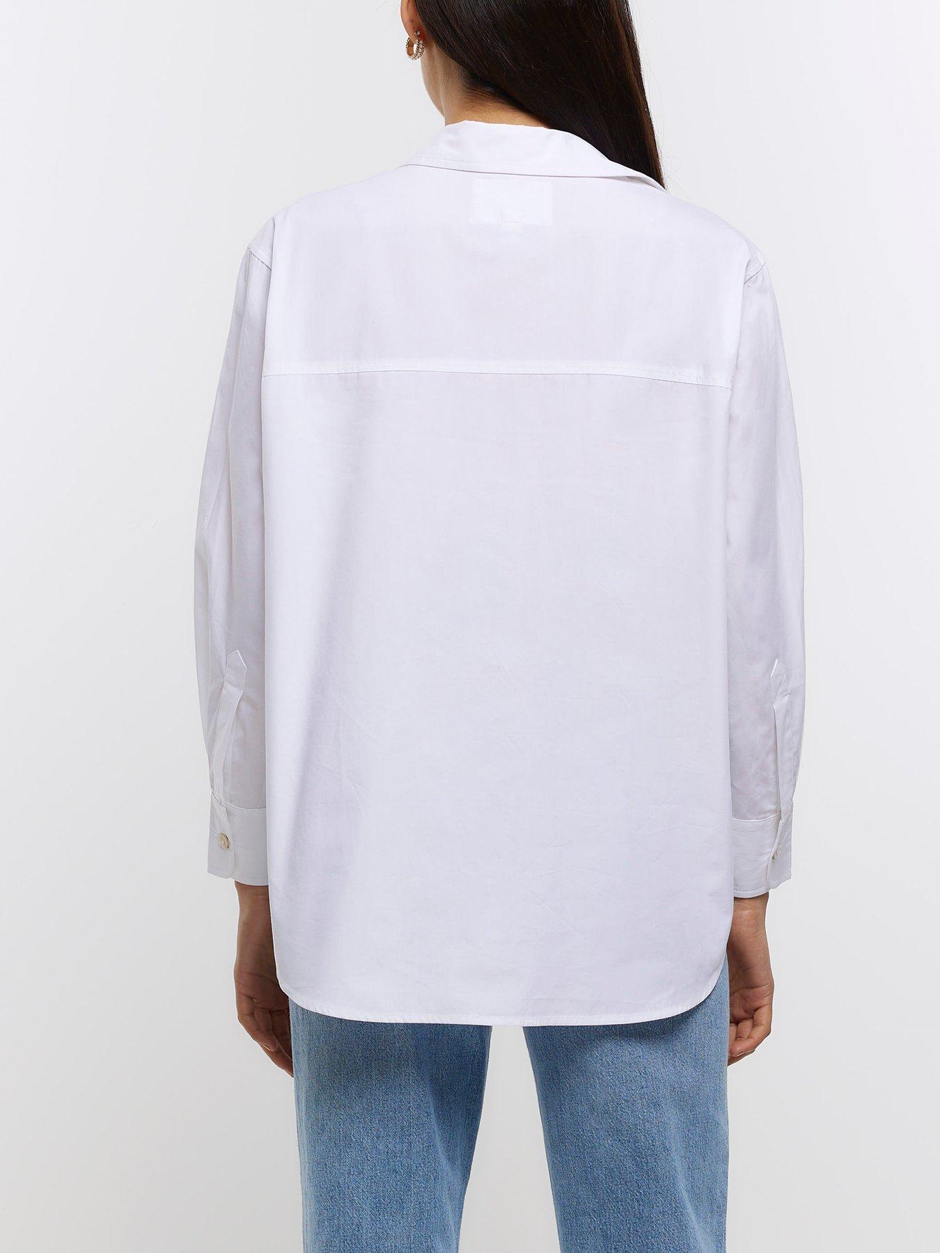 River Island Pearl Embellished Shirt - White | very.co.uk