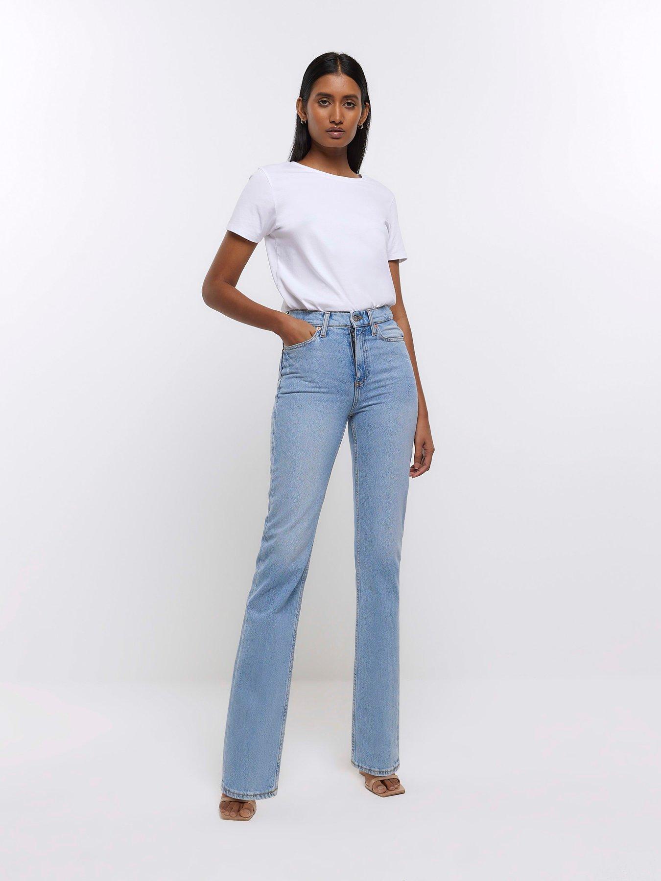 High waisted straight hot sale leg jeans cheap