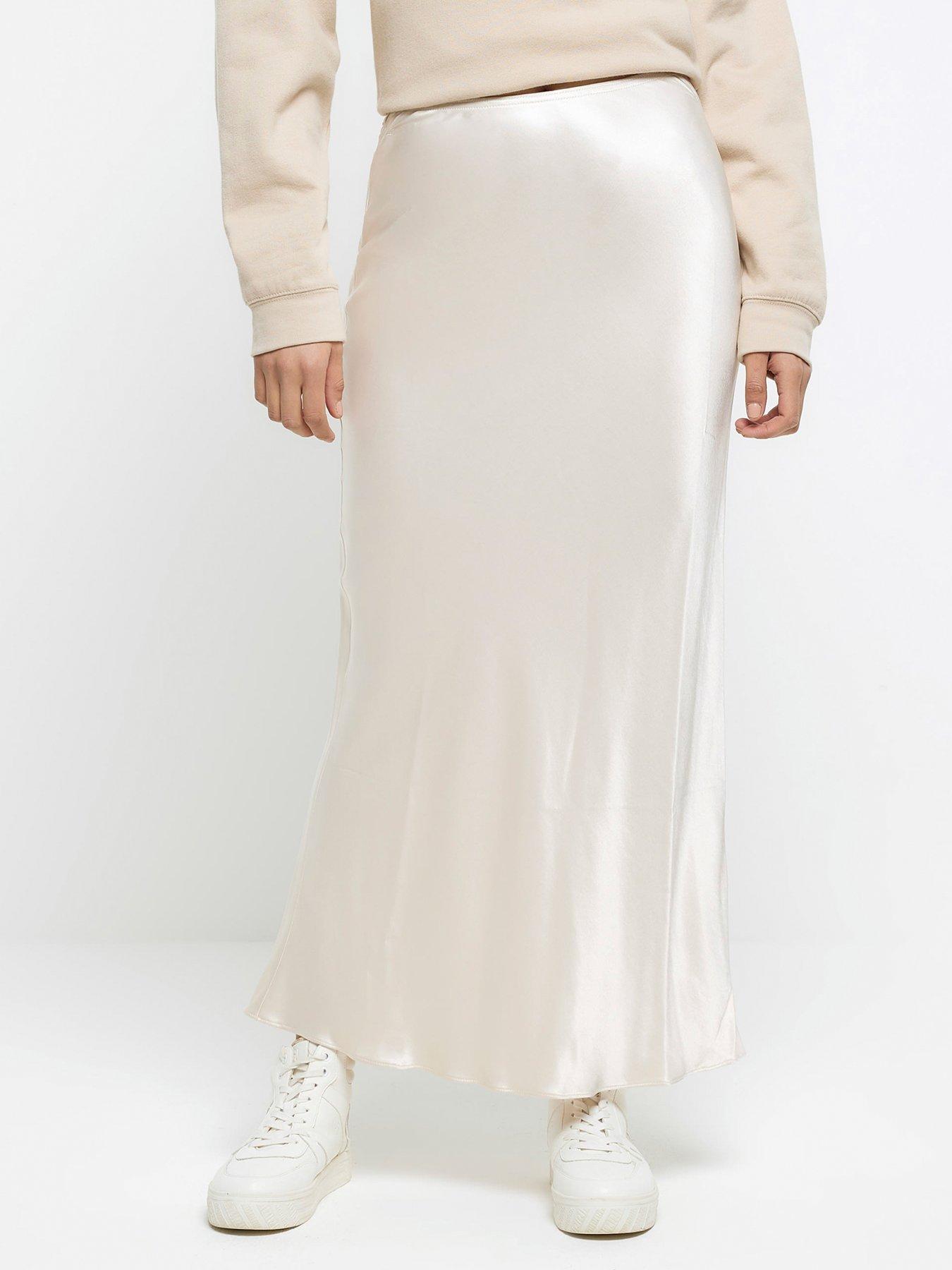 White silk long store skirt