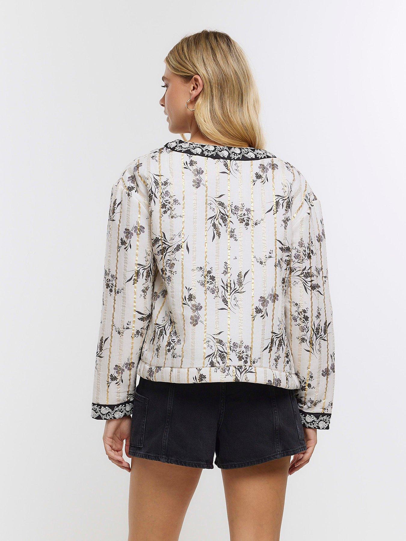 Cream Floral Quilted Jacket