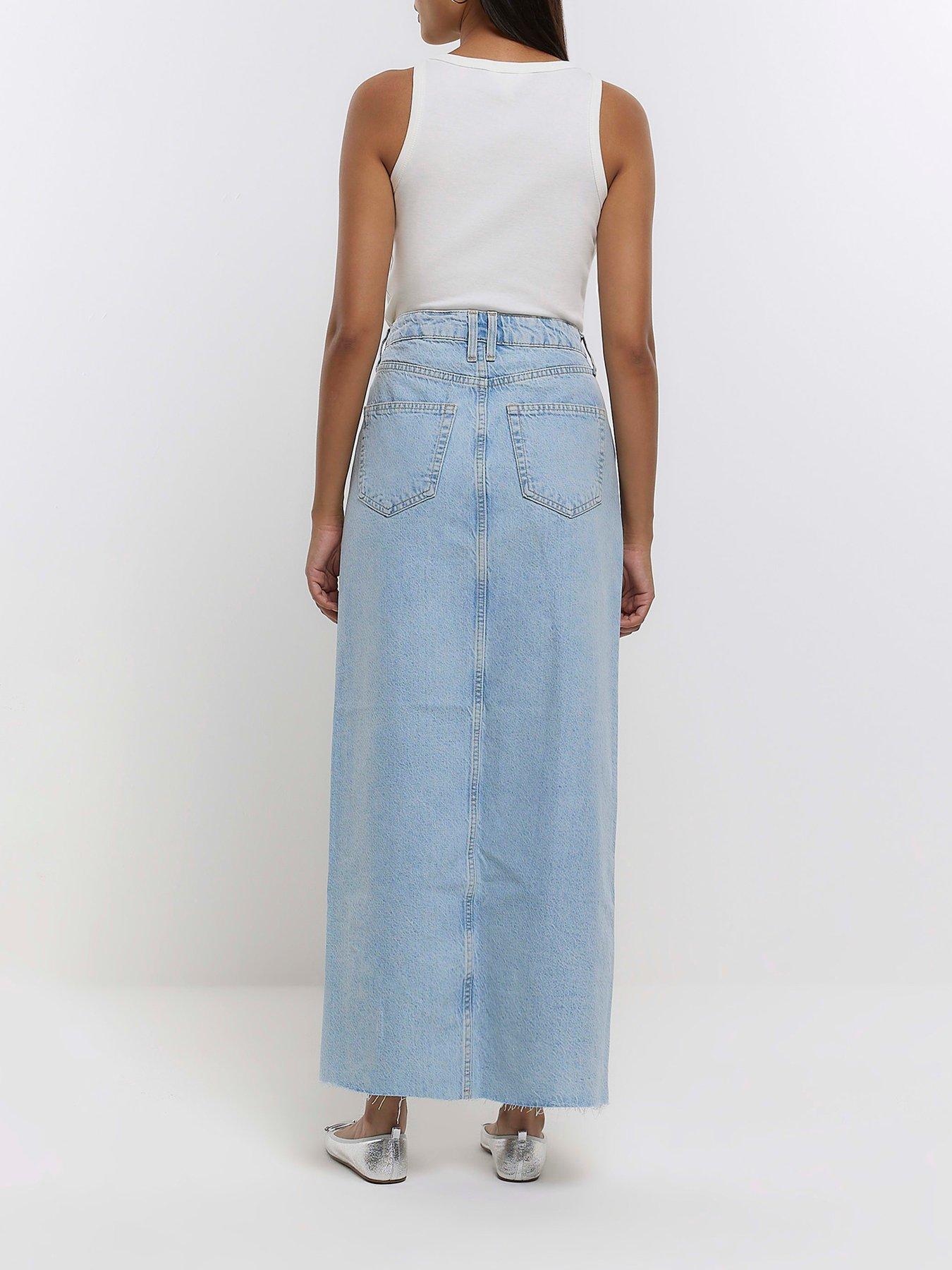 High waisted denim outlet skirt river island