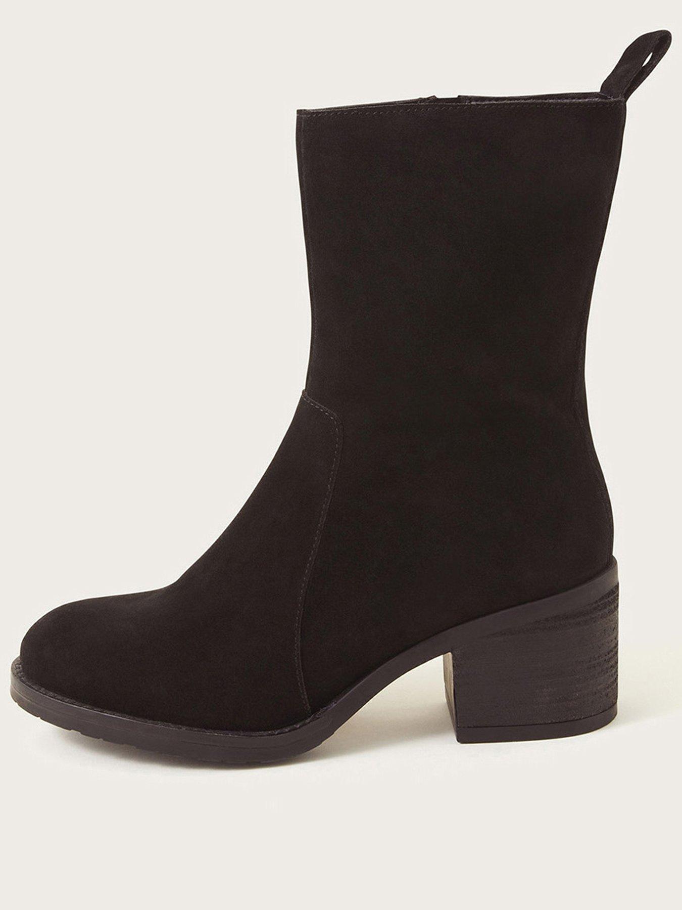 Monsoon Short Suede Ankle Boot Black Very