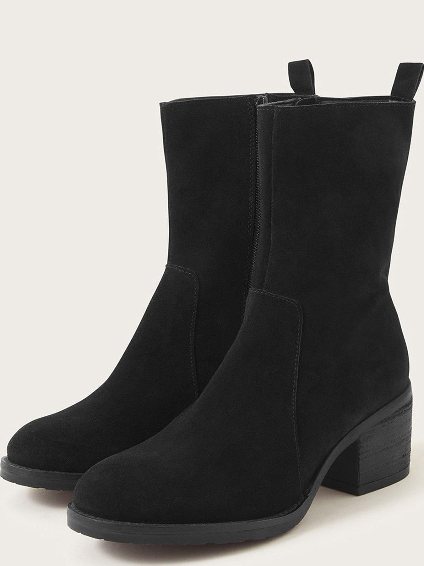 Monsoon Short Suede Ankle Boot - Black | Very