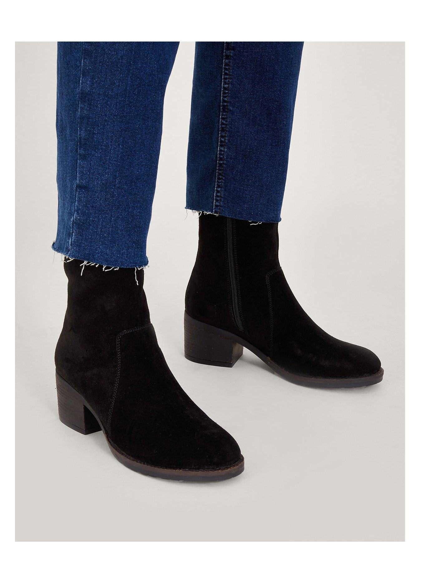 Monsoon Short Suede Ankle Boot - Black | Very
