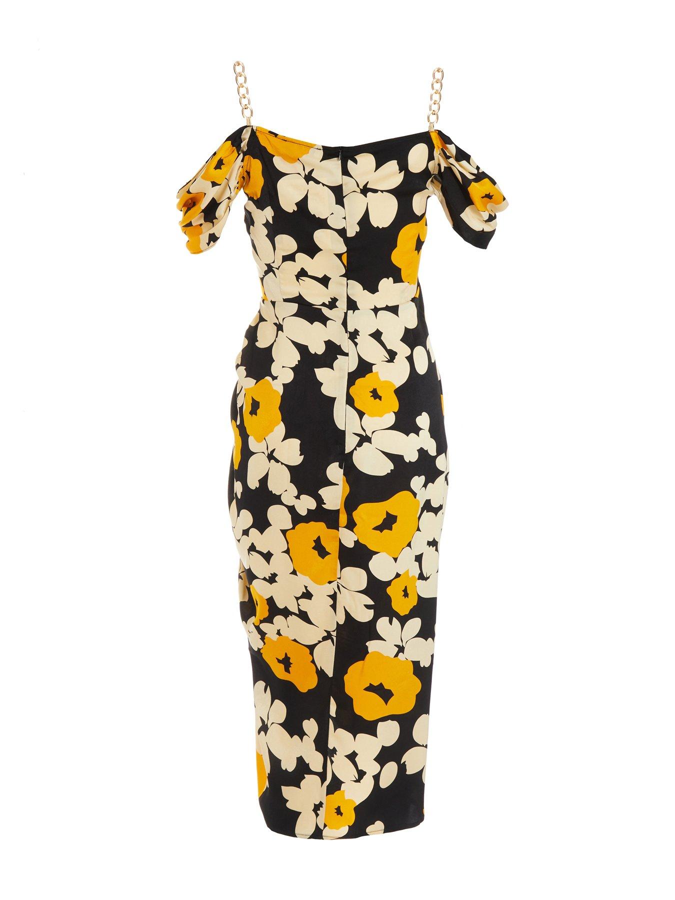 Quiz fashion yellow floral dress