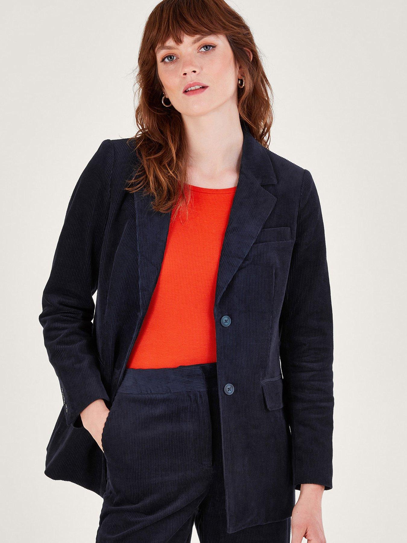 Monsoon Cord Db Suit Plain Jacket - Blue