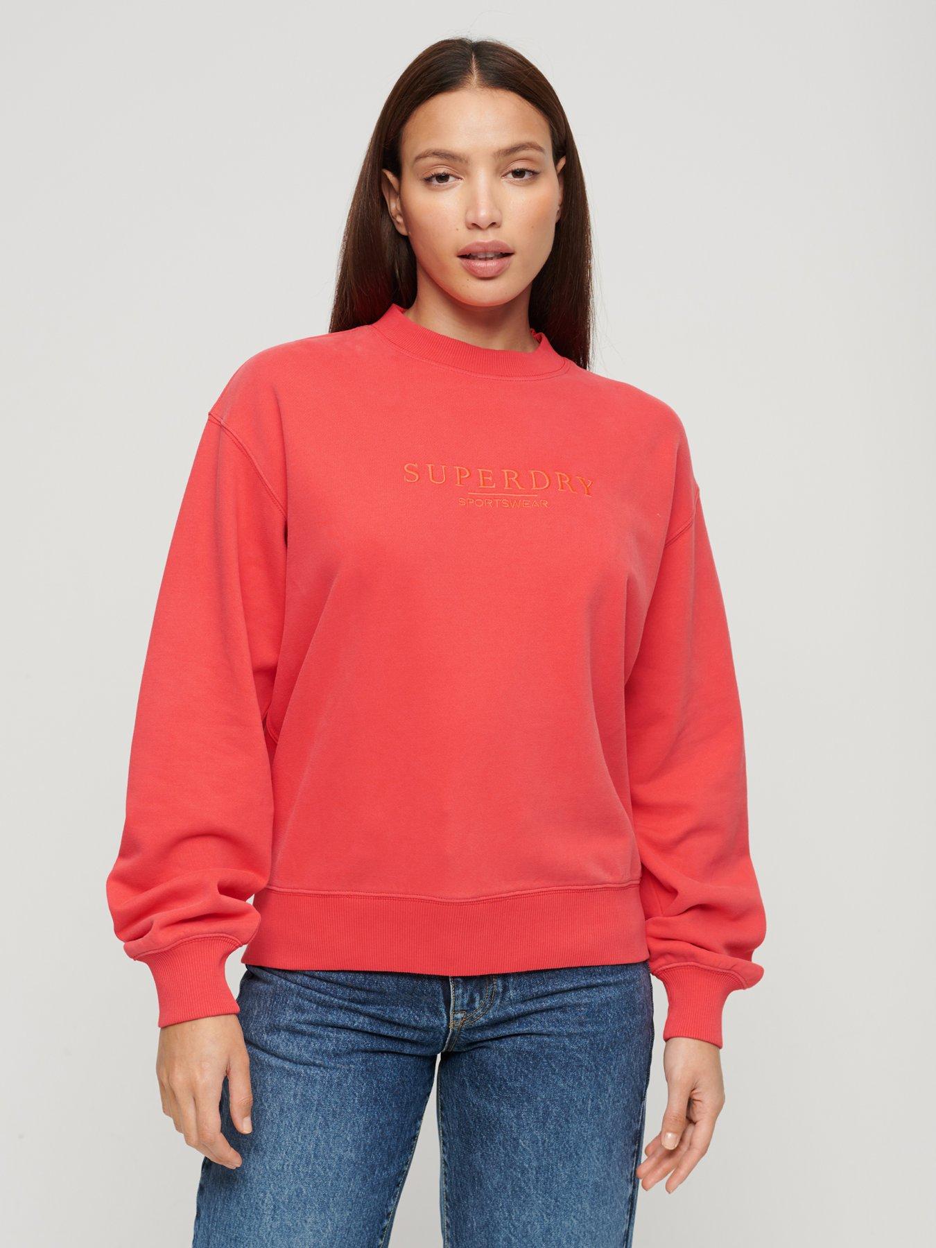 Superdry Embroidered Loose Crew Sweatshirt - Pink | very.co.uk