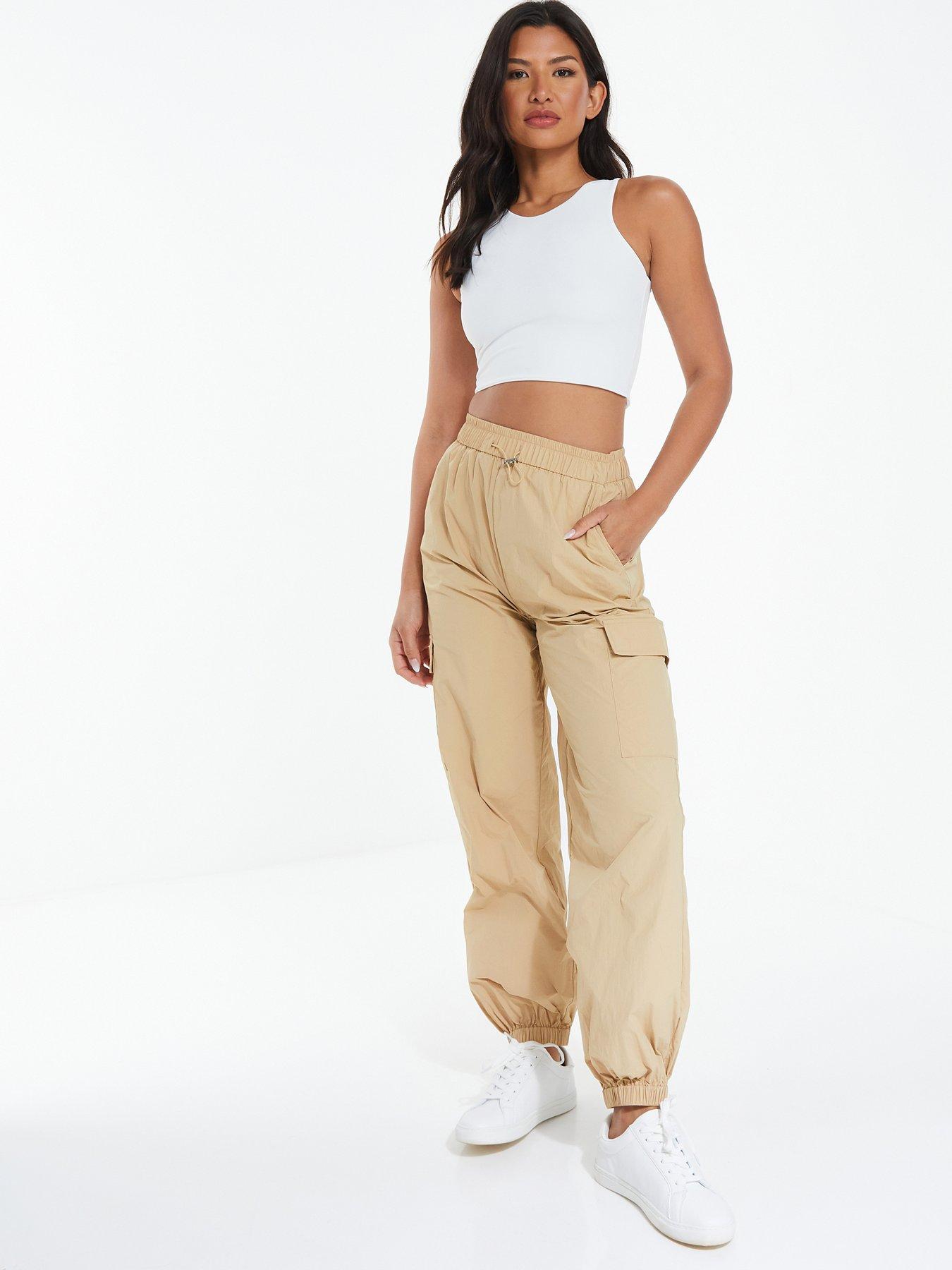 Beige cargo trousers womens shop