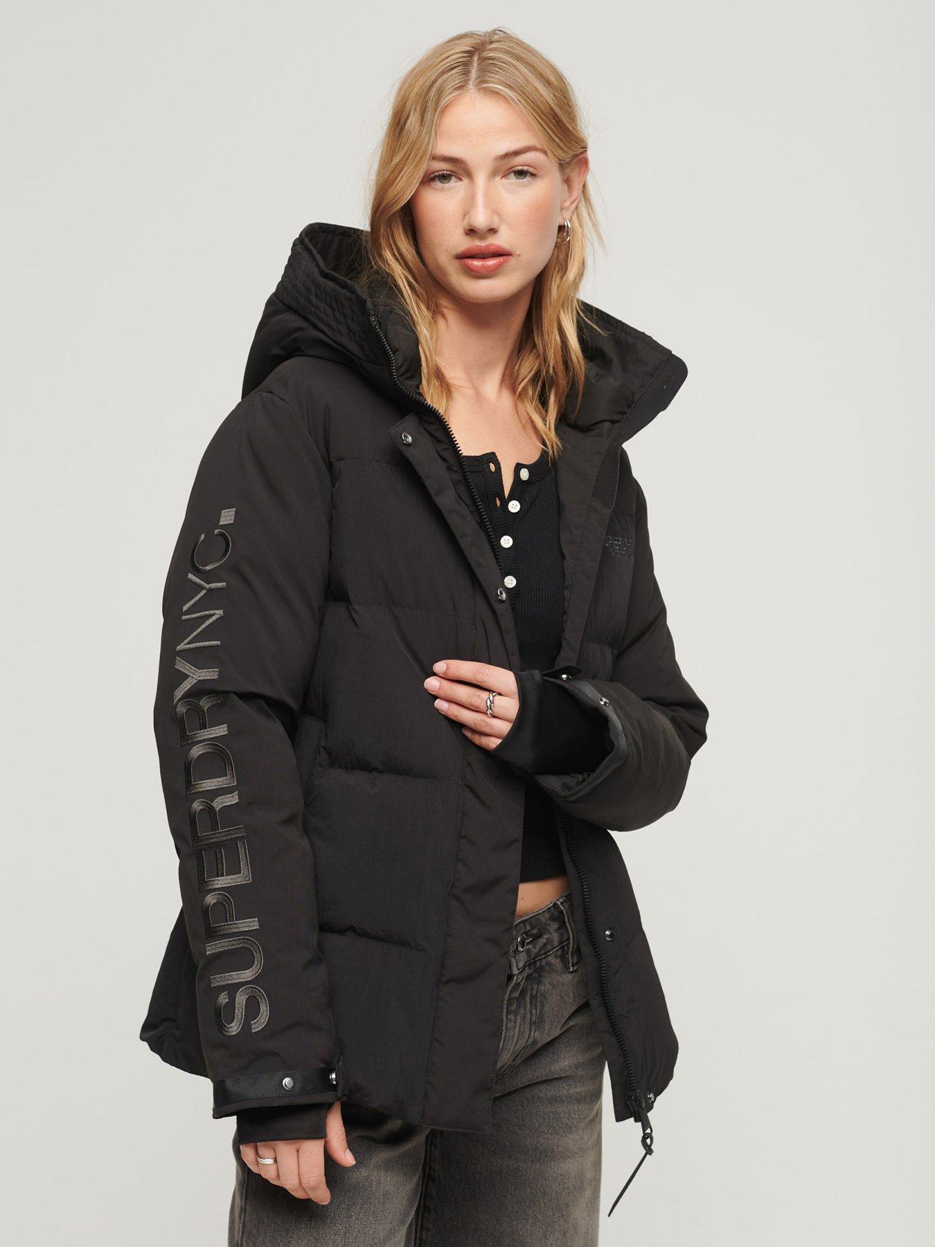 Superdry Hooded City Padded Wind Parka Jacket - Black