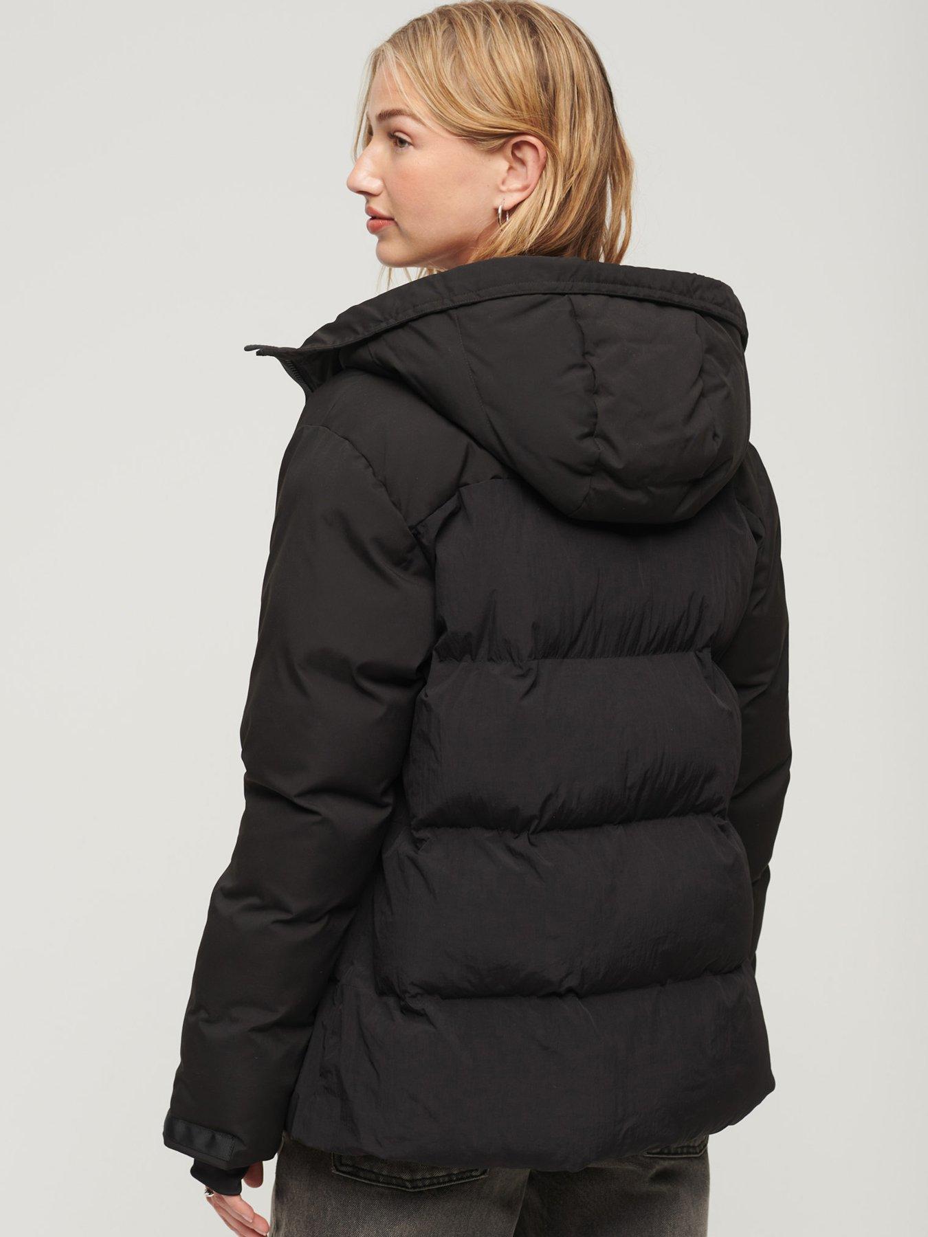 Women's Hooded Super Wind Parka in Black/cream