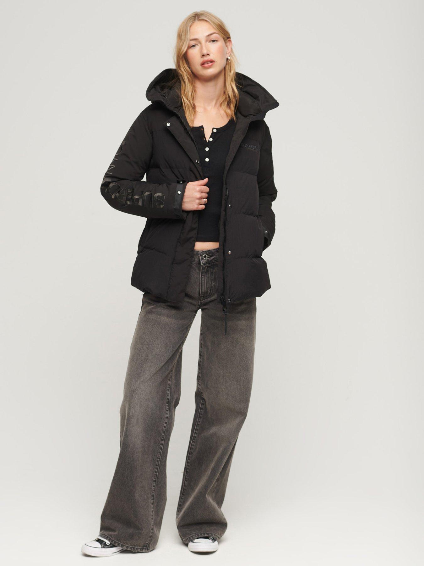 Women's Hooded Super Wind Parka in Black/cream