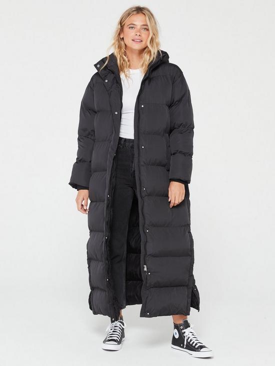 Superdry Maxi Hooded Puffer Coat - Black | very.co.uk
