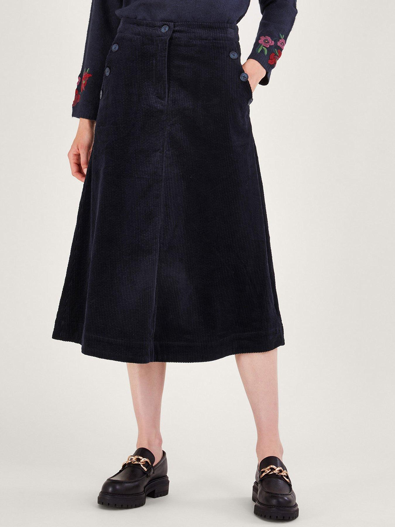 Black cord midi skirt uk hotsell