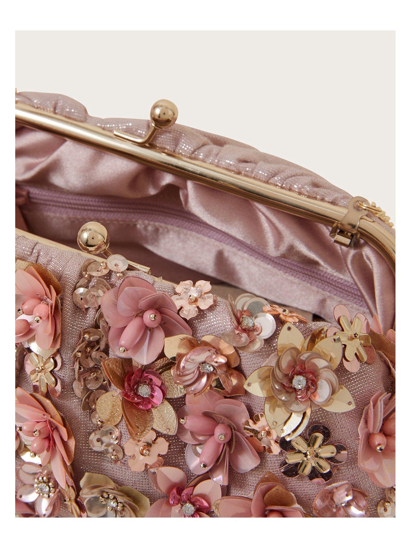 Floral beaded clutch bag hot sale