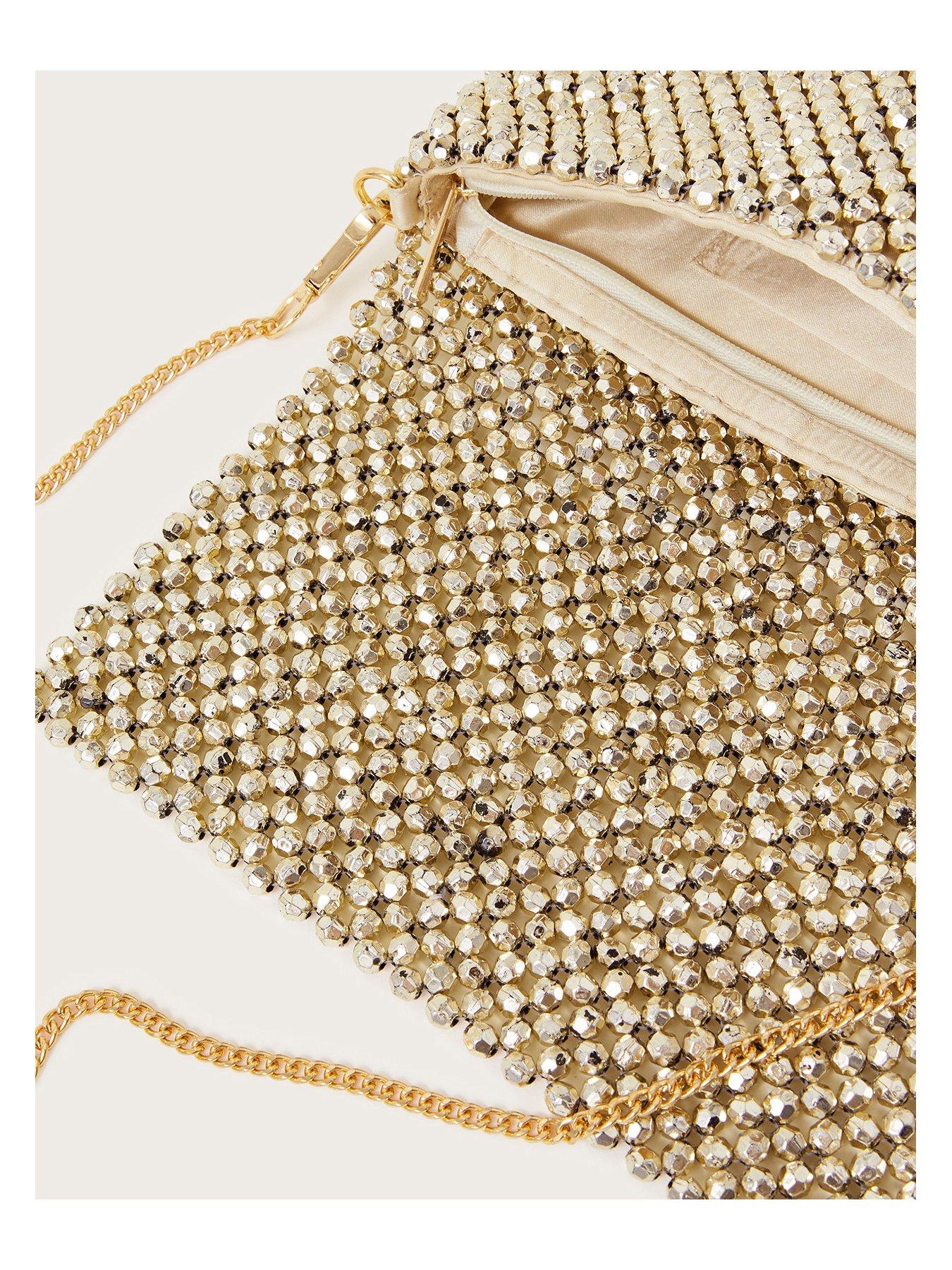 Monsoon All Over Beaded Gold Bag very