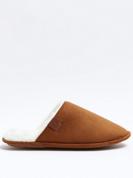 front image of river-island-mule-slipper-brown
