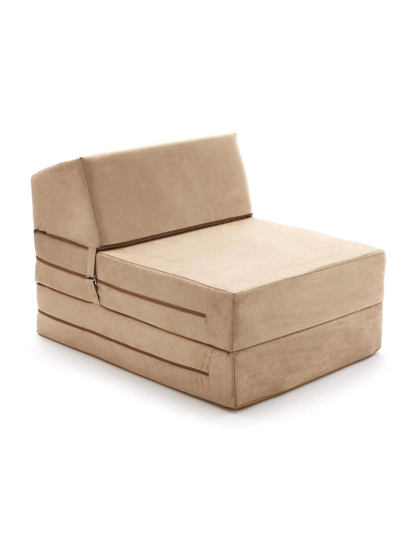 KAIKOO Single Folding Chair Bed Cream very.co.uk