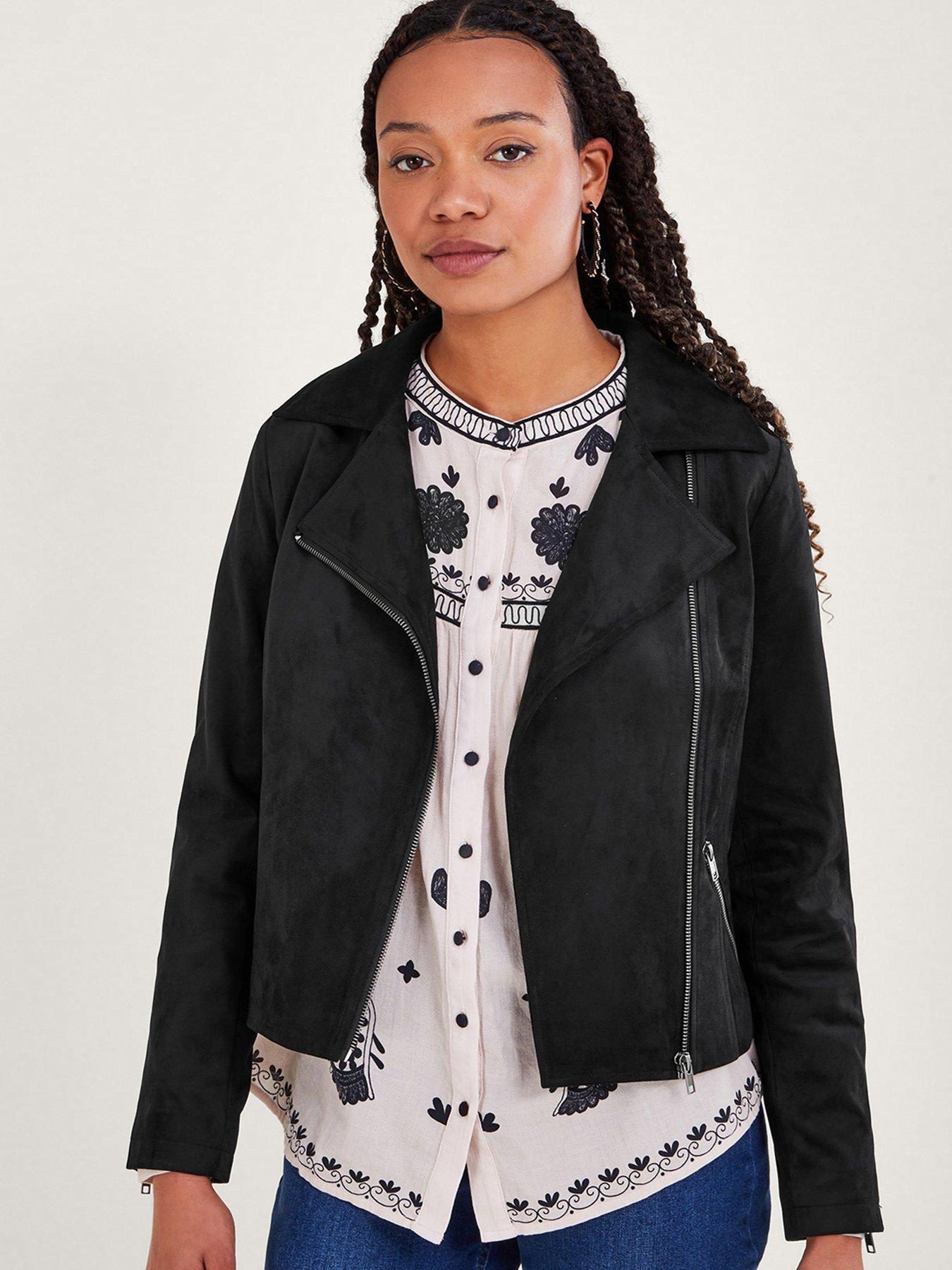 Womens suede biker jacket on sale uk