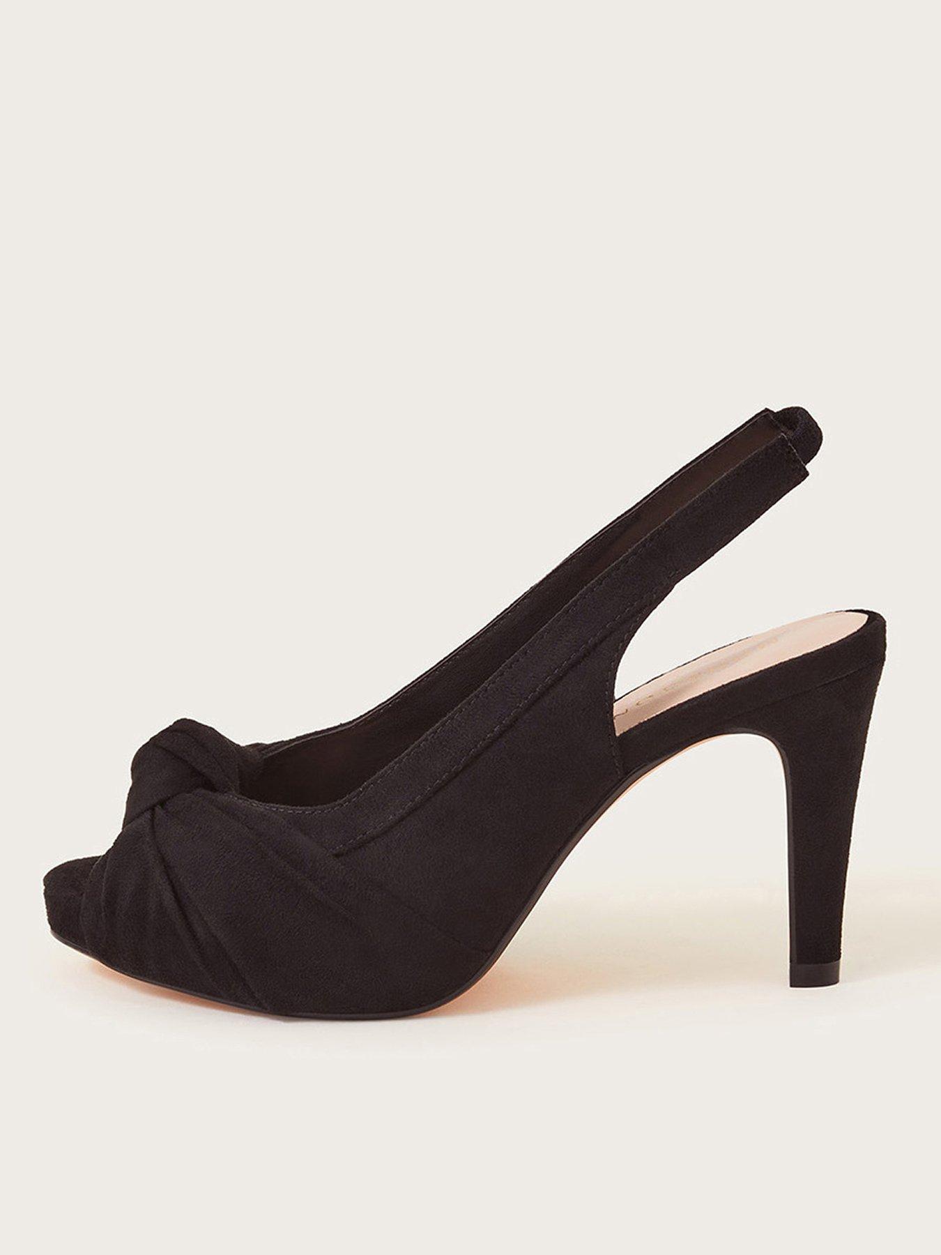 Black suede open cheap toe heels