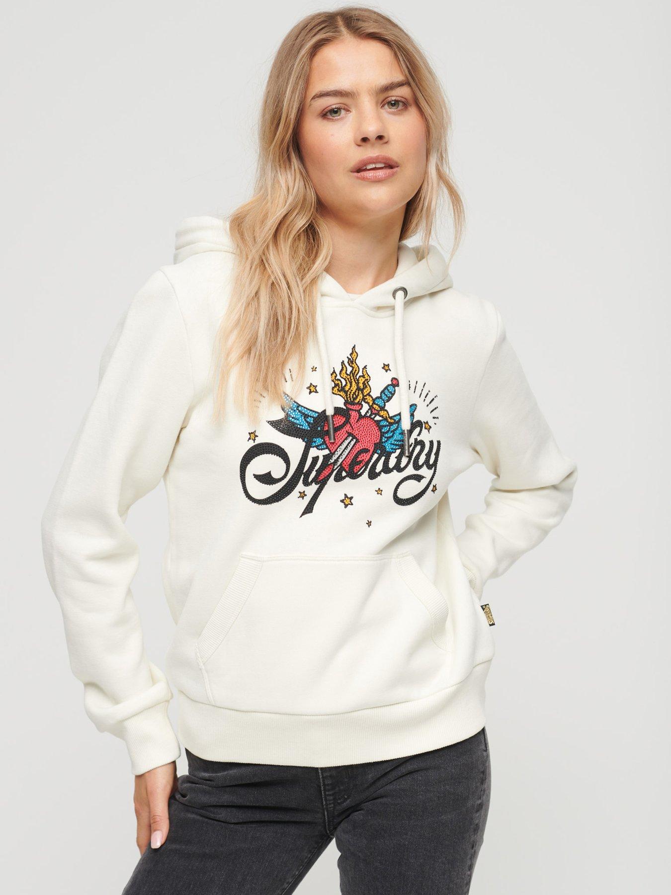 Superdry Tattoo Script Graphic Hoodie - Cream