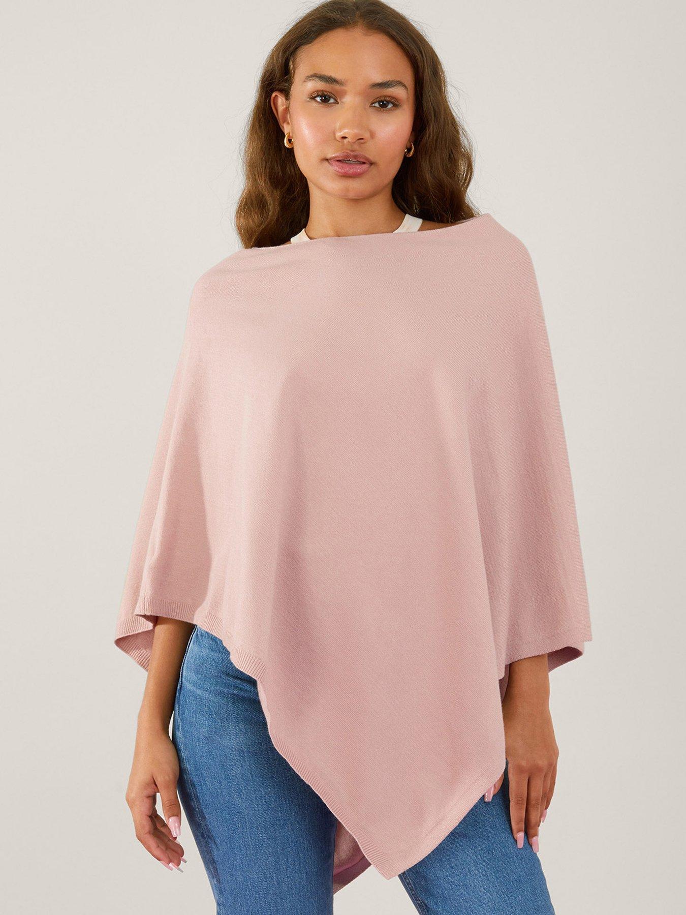 Accessorize Perfect Knit Poncho - Pink | very.co.uk