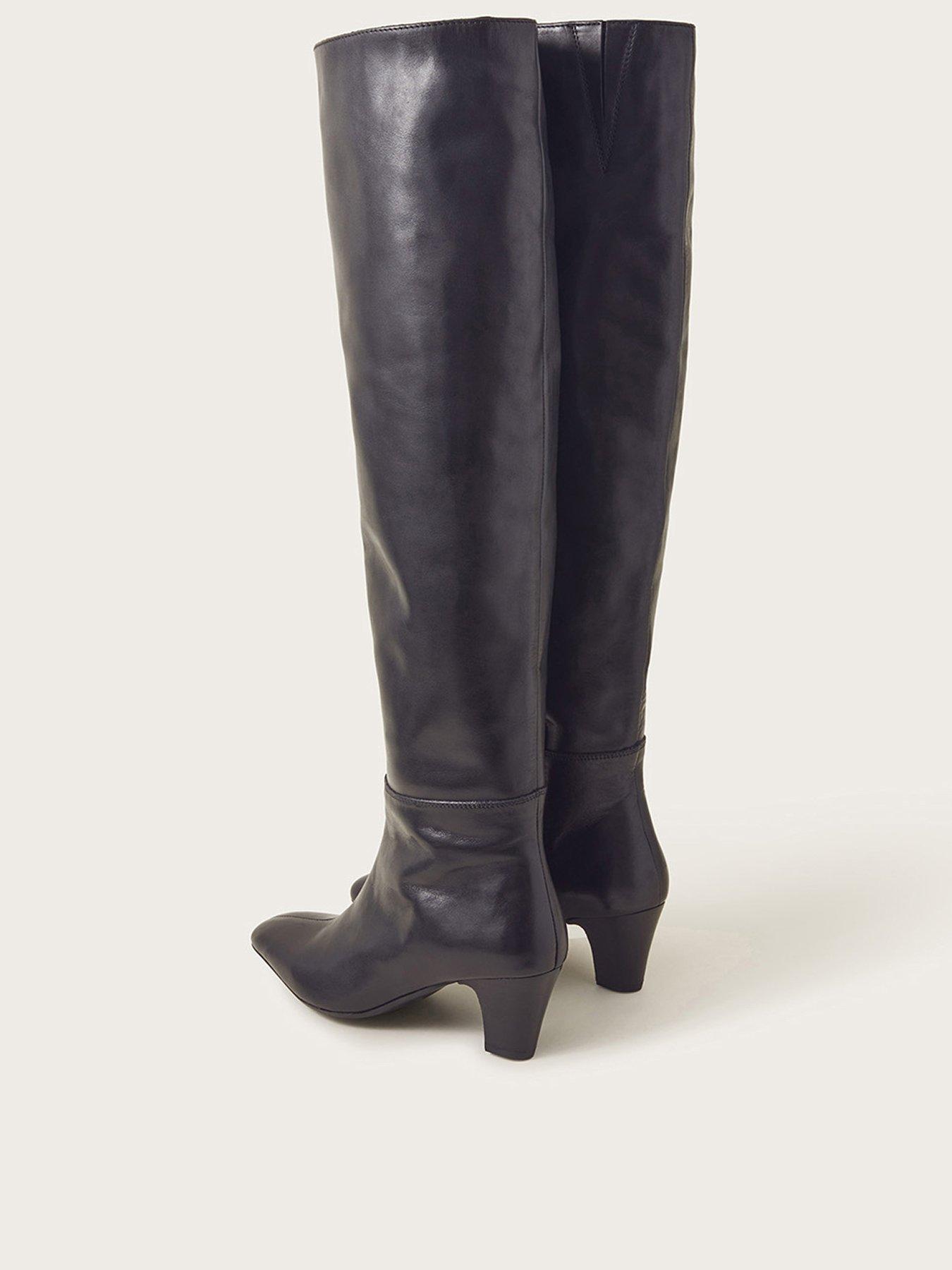 Womens black leather over the best sale knee boots