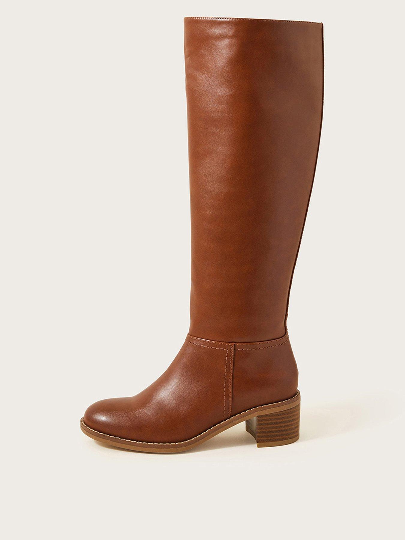 Tan leather knee high clearance boots