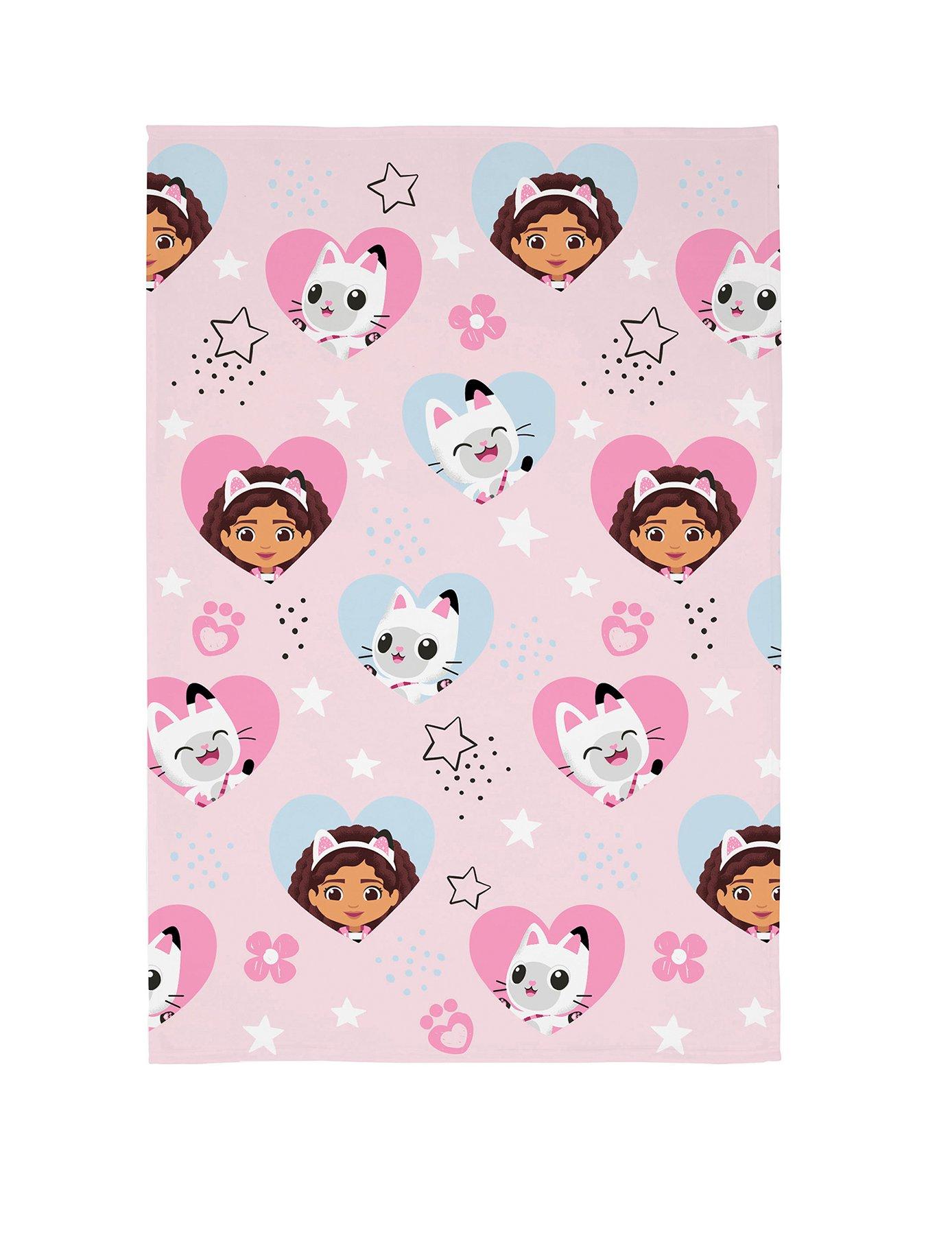 Image 1 of 1 of Gabby's Dollhouse Dollhouse Hearts and Stars Fleece Blanket - Pink