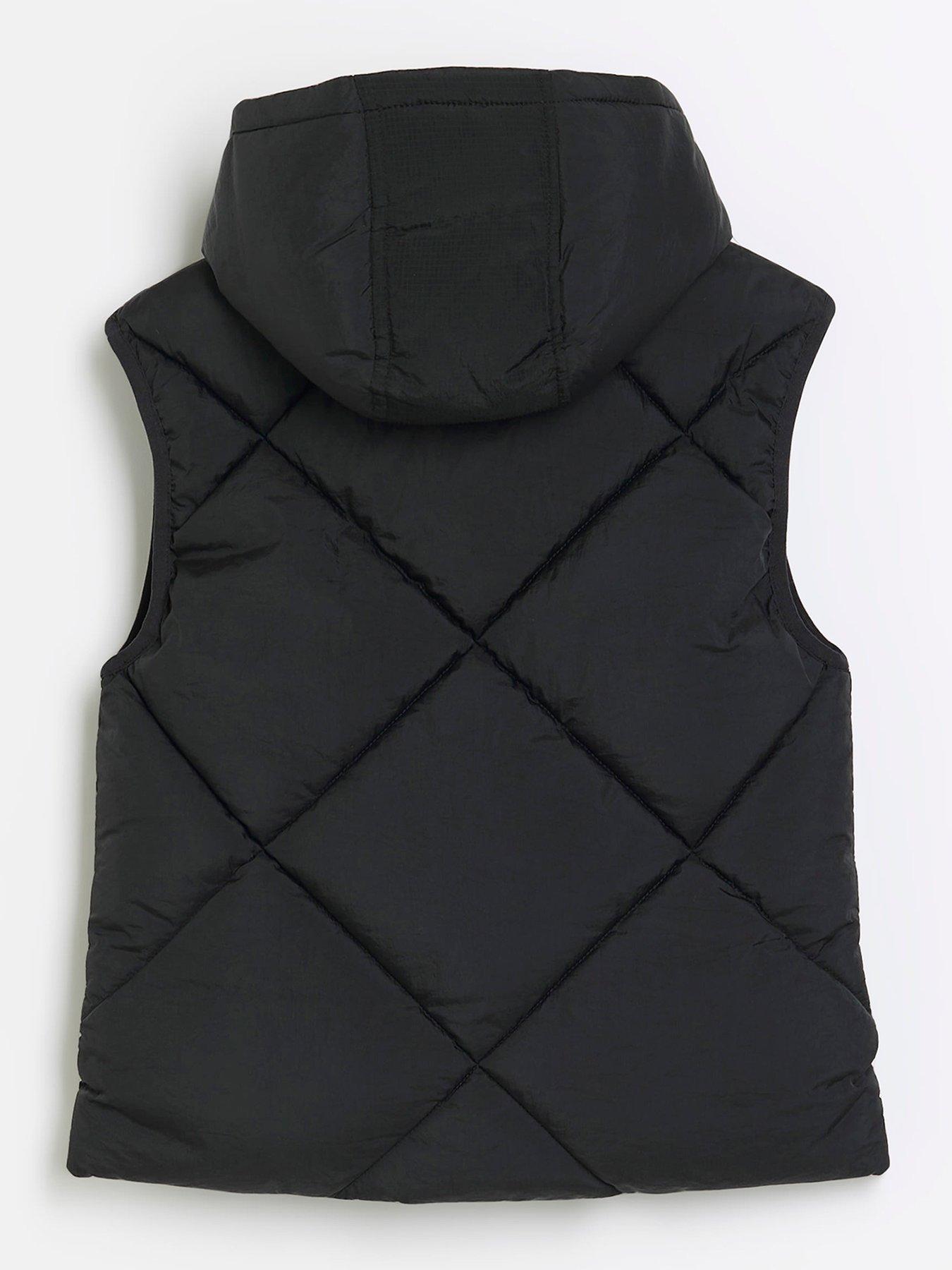 River Island Boys Hooded Gilet - Black