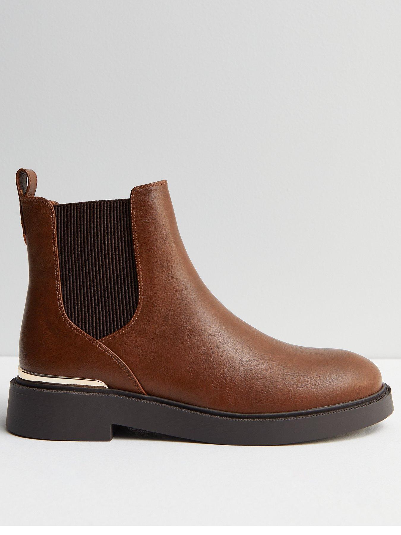 spids ild nøgle New Look Tan Leather-Look Metal Trim Chelsea Boots | very.co.uk