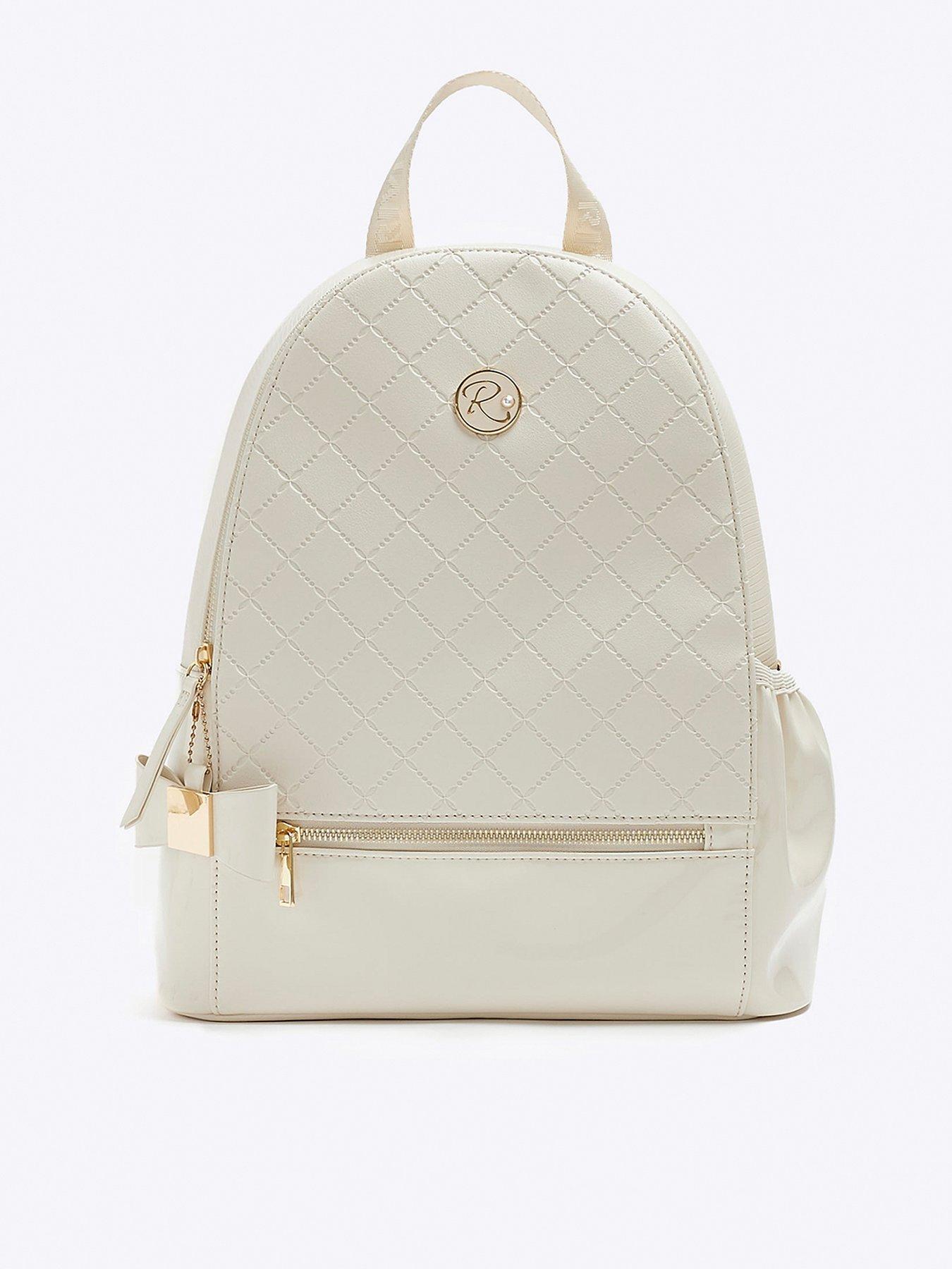 River Island Girls Quilted Bow Detail Backpack Cream Very