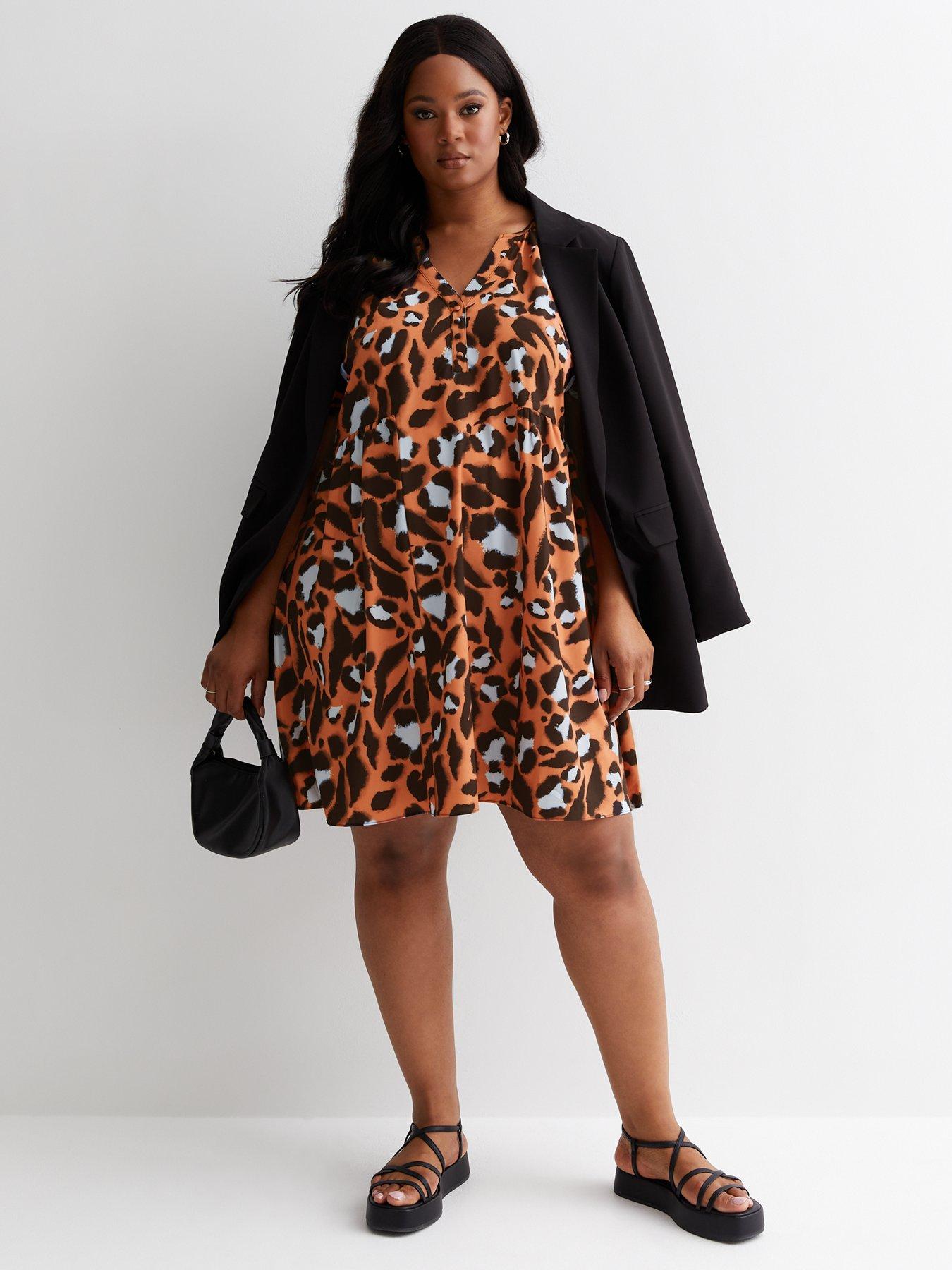 Leopard print hotsell collar dress