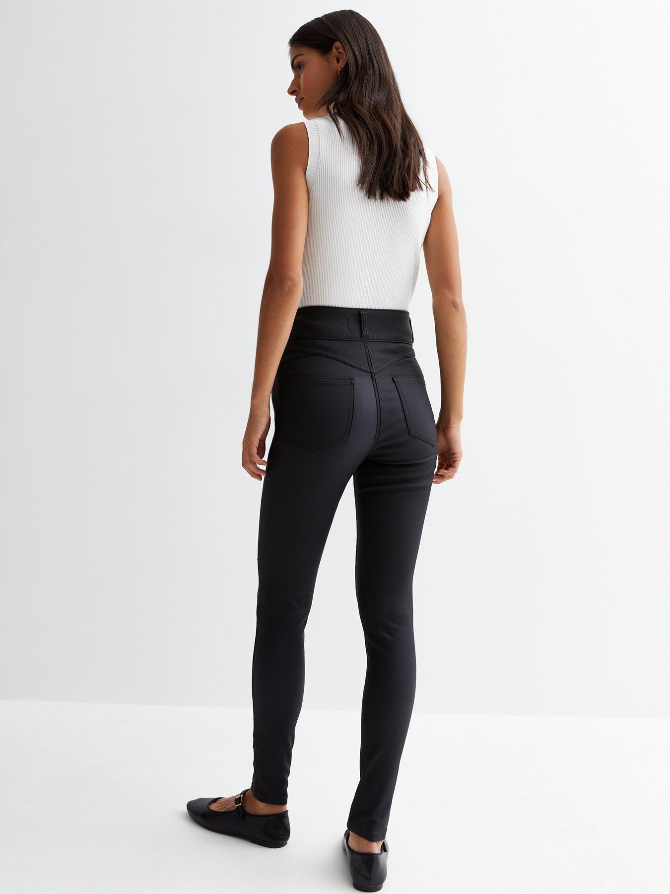 Black coated high waist skinny yazmin jeans deals