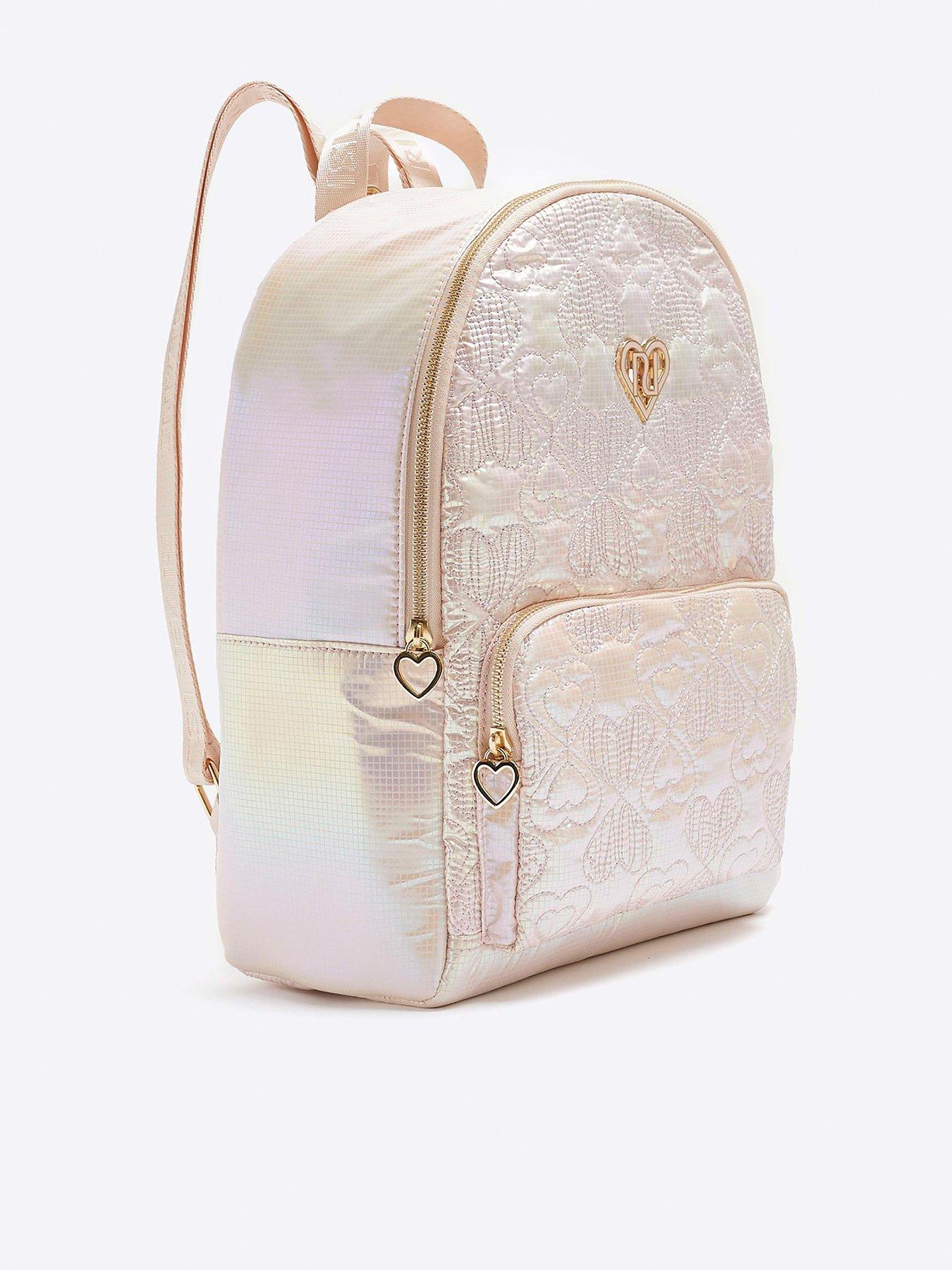 Girls Quilted Heart Backpack Pink