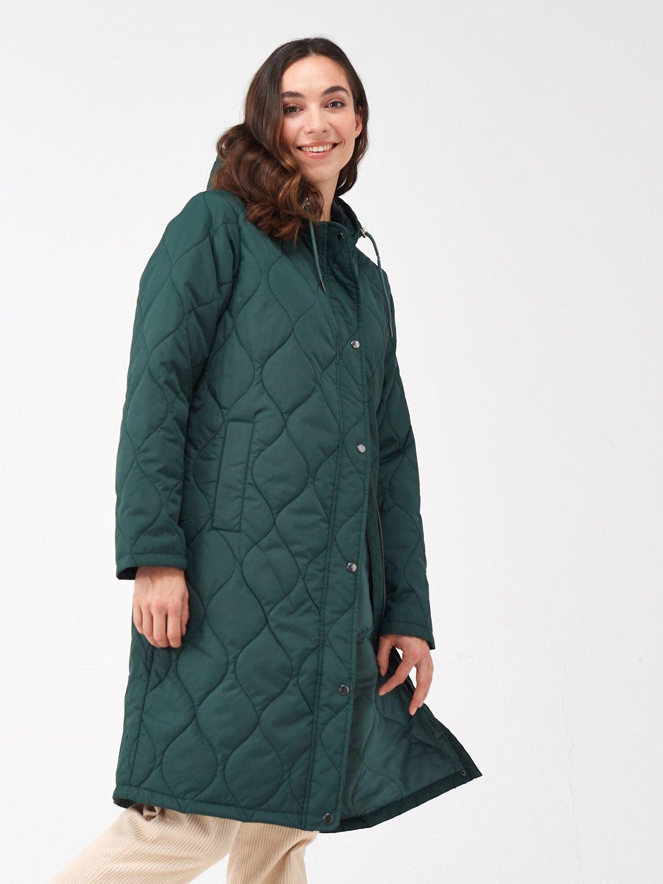 Longline Padded Coat - Deep Green