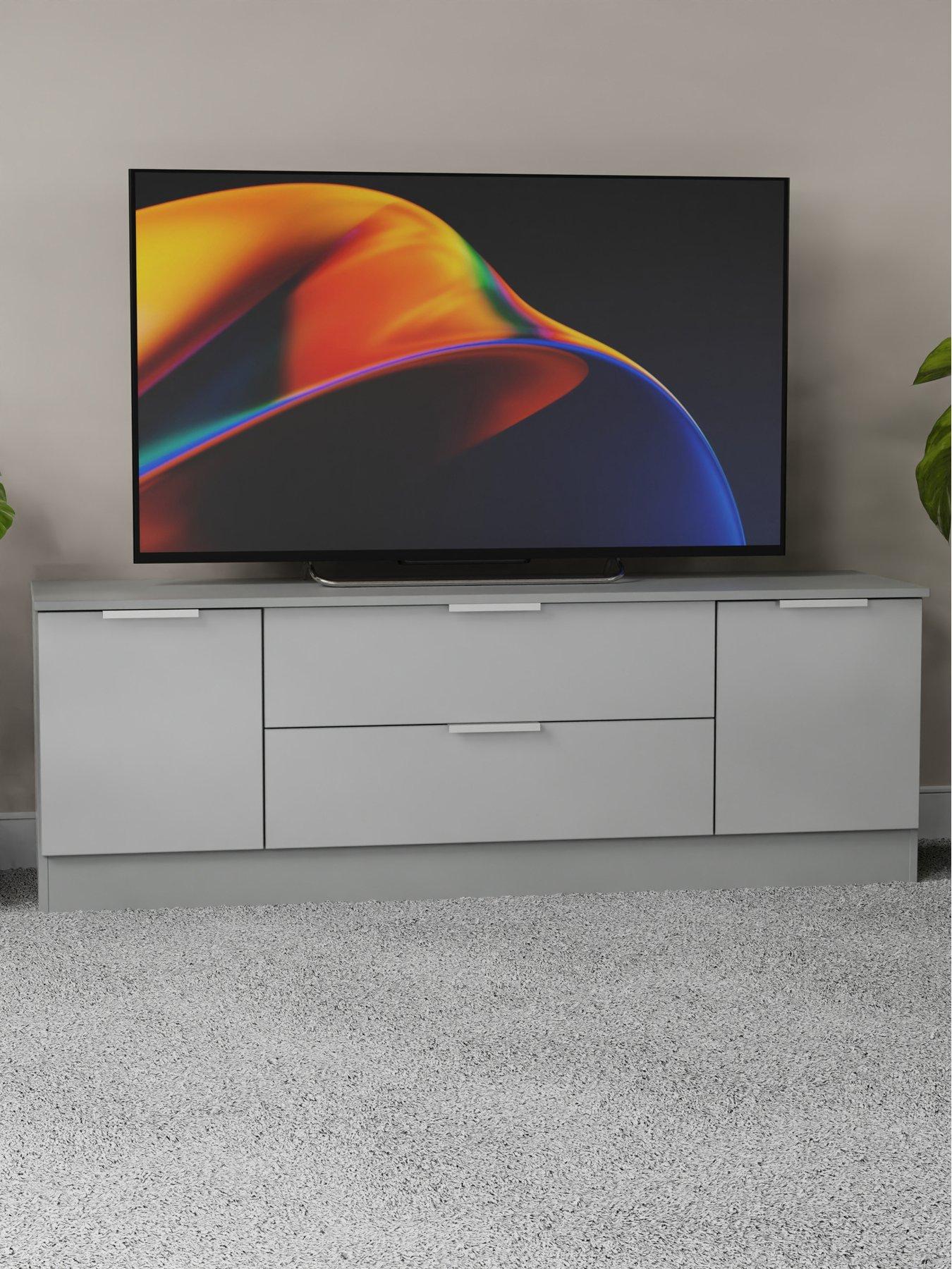 Image of SWIFT Adair Ready Assembled 2 Door, 2 Drawer Super Wide TV Unit - fits up to 60 inch TV - Matt Grey