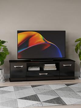 Product photograph of Swift Neptune Ready Assembled High Gloss Tv Unit - Fits Up To 65 Inch Tv - Black from very.co.uk